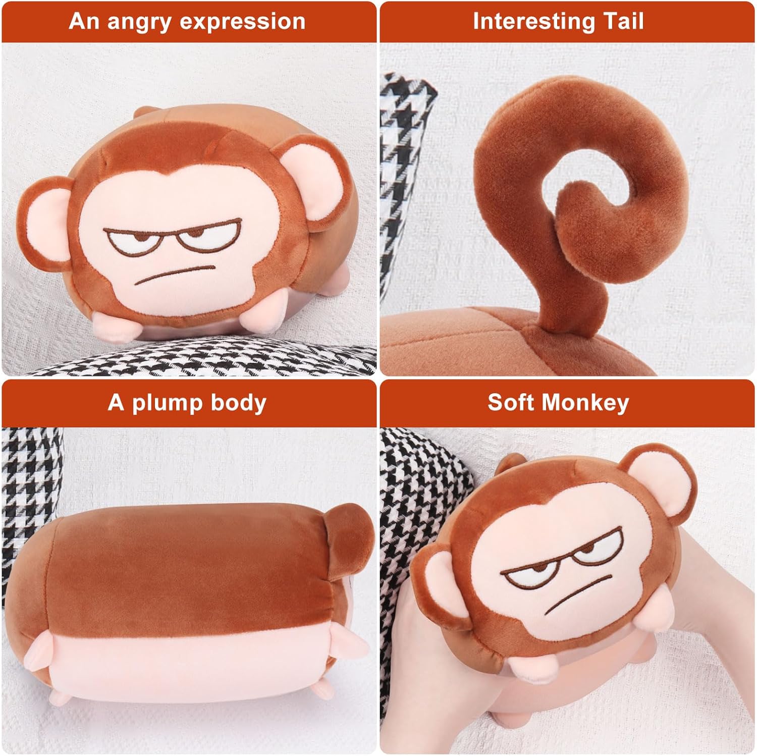 Achwishap Monkey Plush Throw Pillow