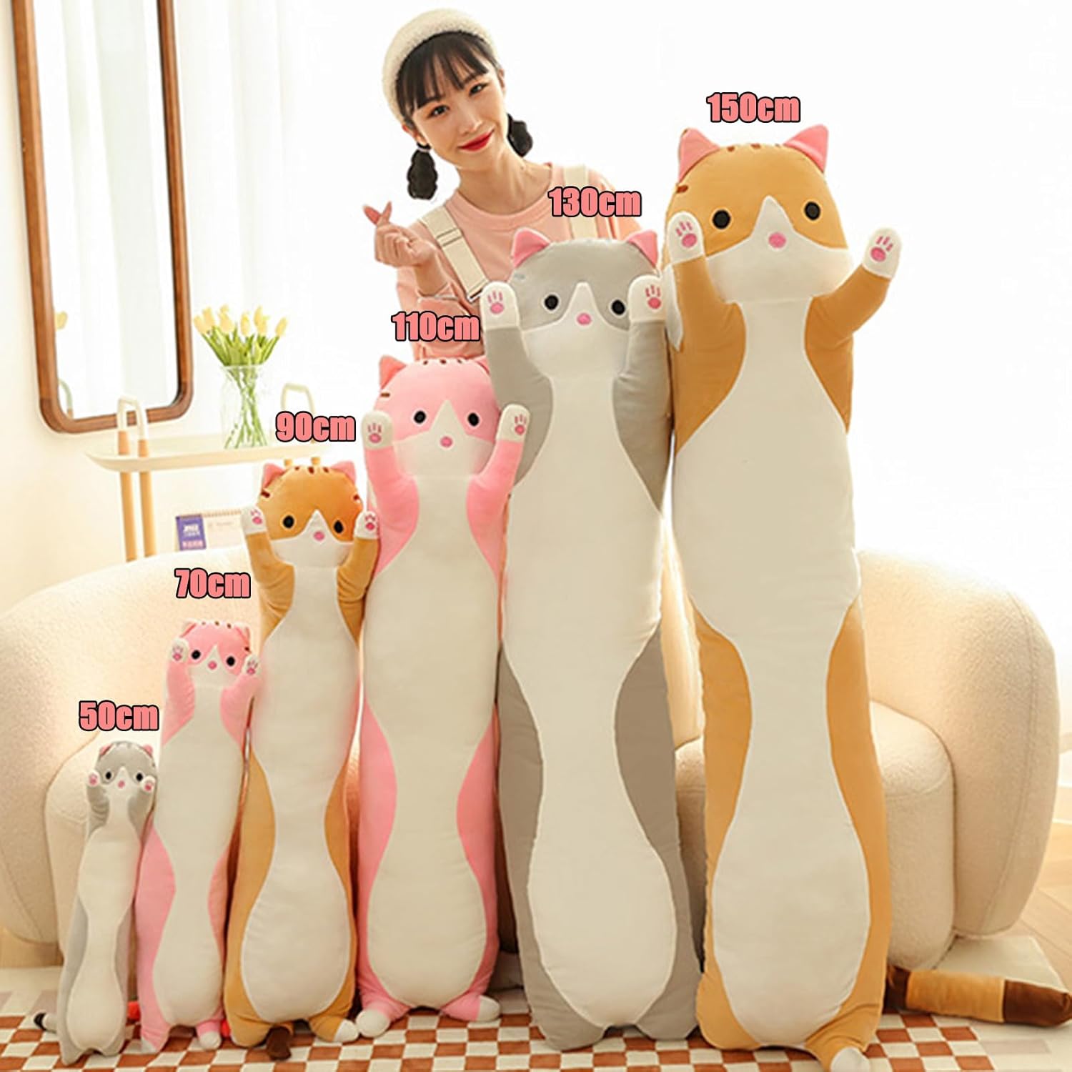 Somao Long Cat Plush Pillow for Kids