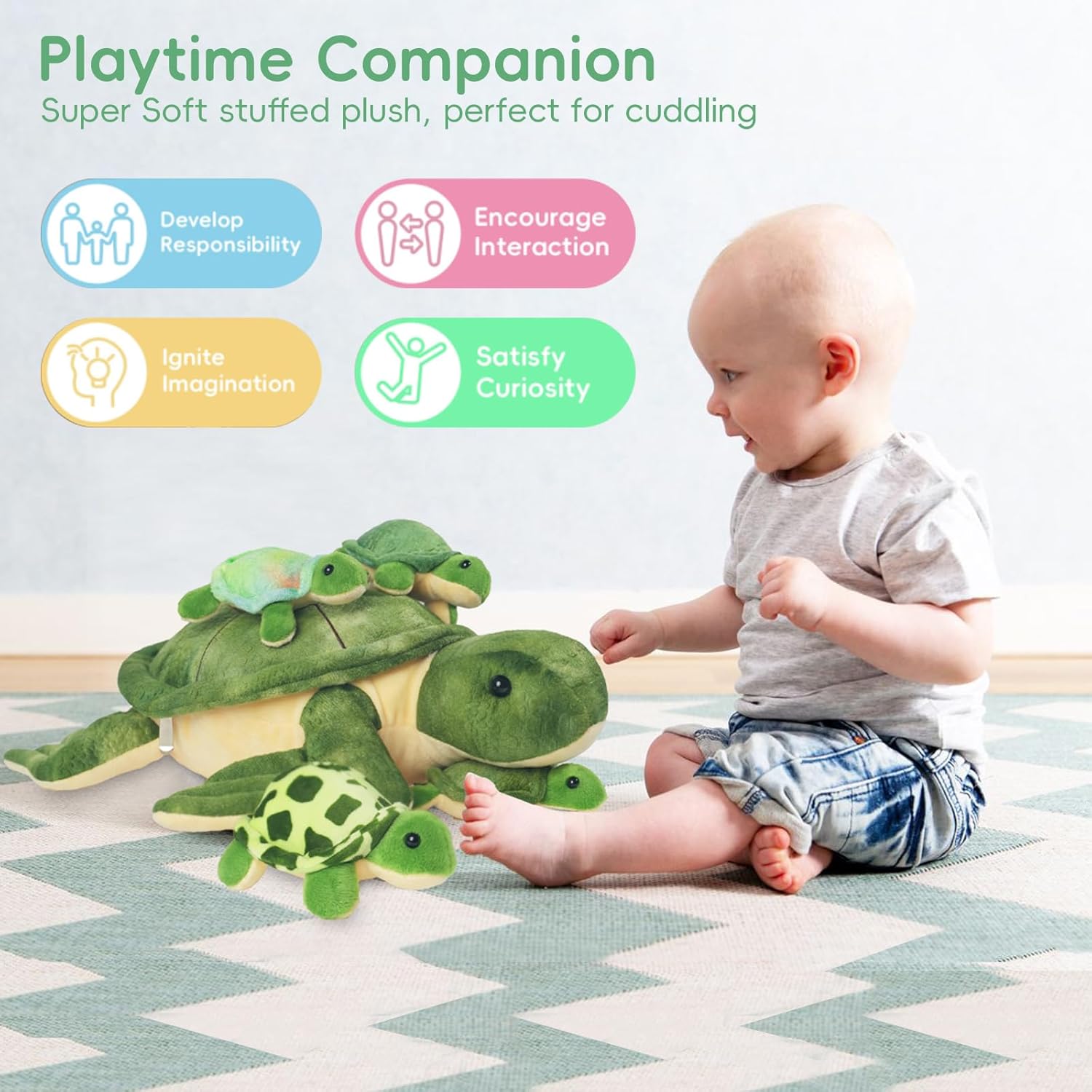 5 Piece Turtle Plush Toy Set with Hidden Babies