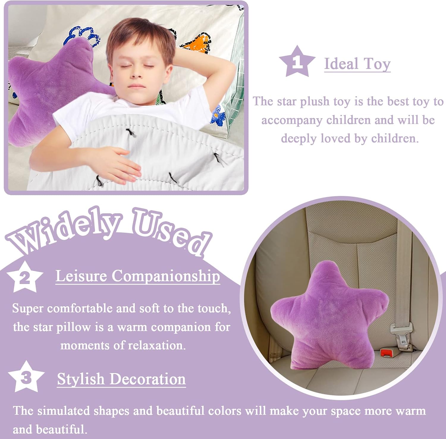 Star Pillow Plush Purple Cute Toy for Kids 157 Inch 1