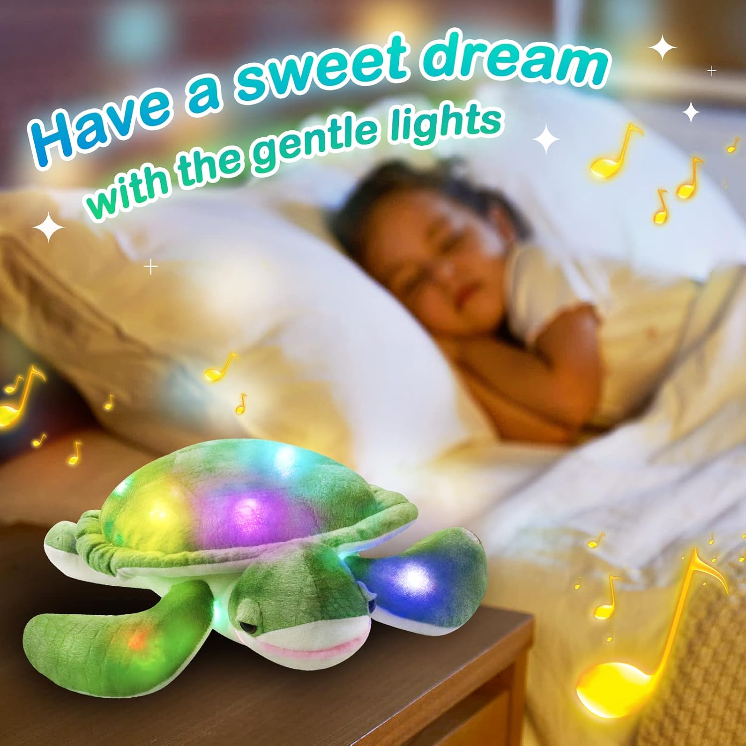 Glow Guards 14 Inch Musical Sea Turtle Plush Pillow