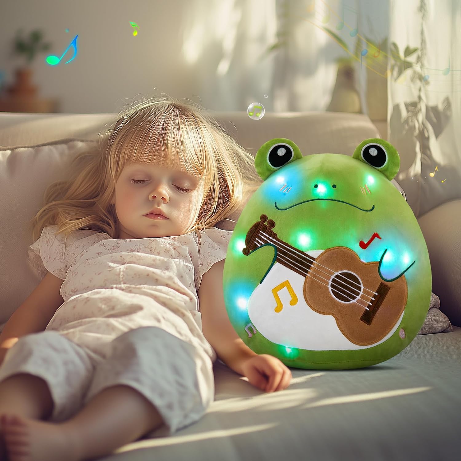 Light Up Singing Frog Plush Pillow