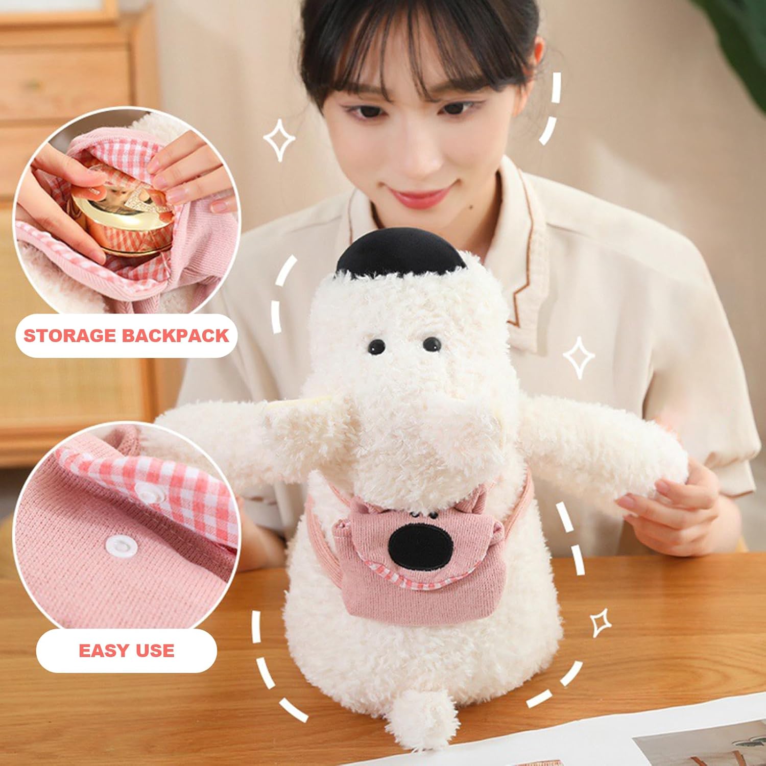 PEACH CAT West Highland White Terrier Plush Pillow with Backpack