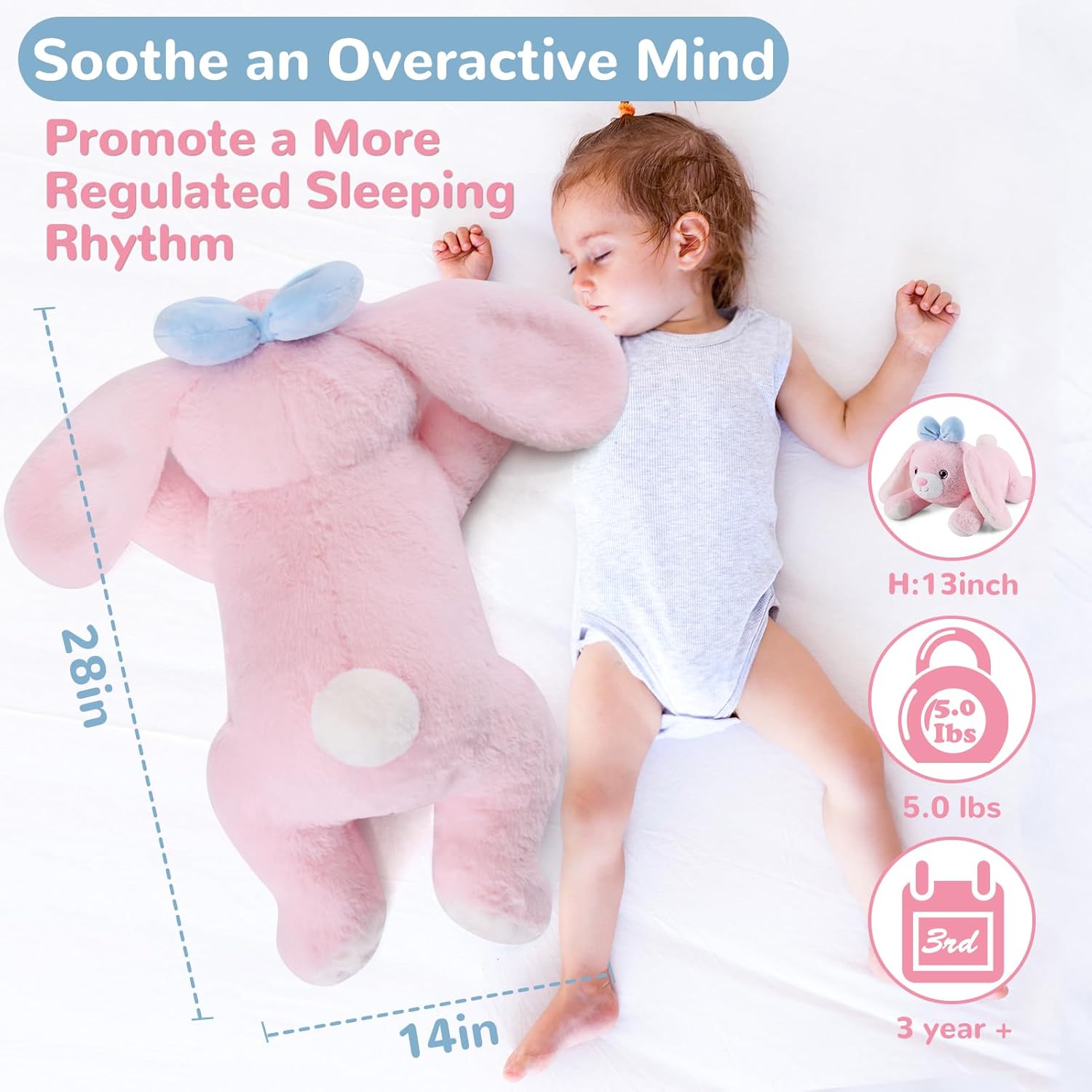 Meowtastic Easter Bunny Weighted Plush Pillow