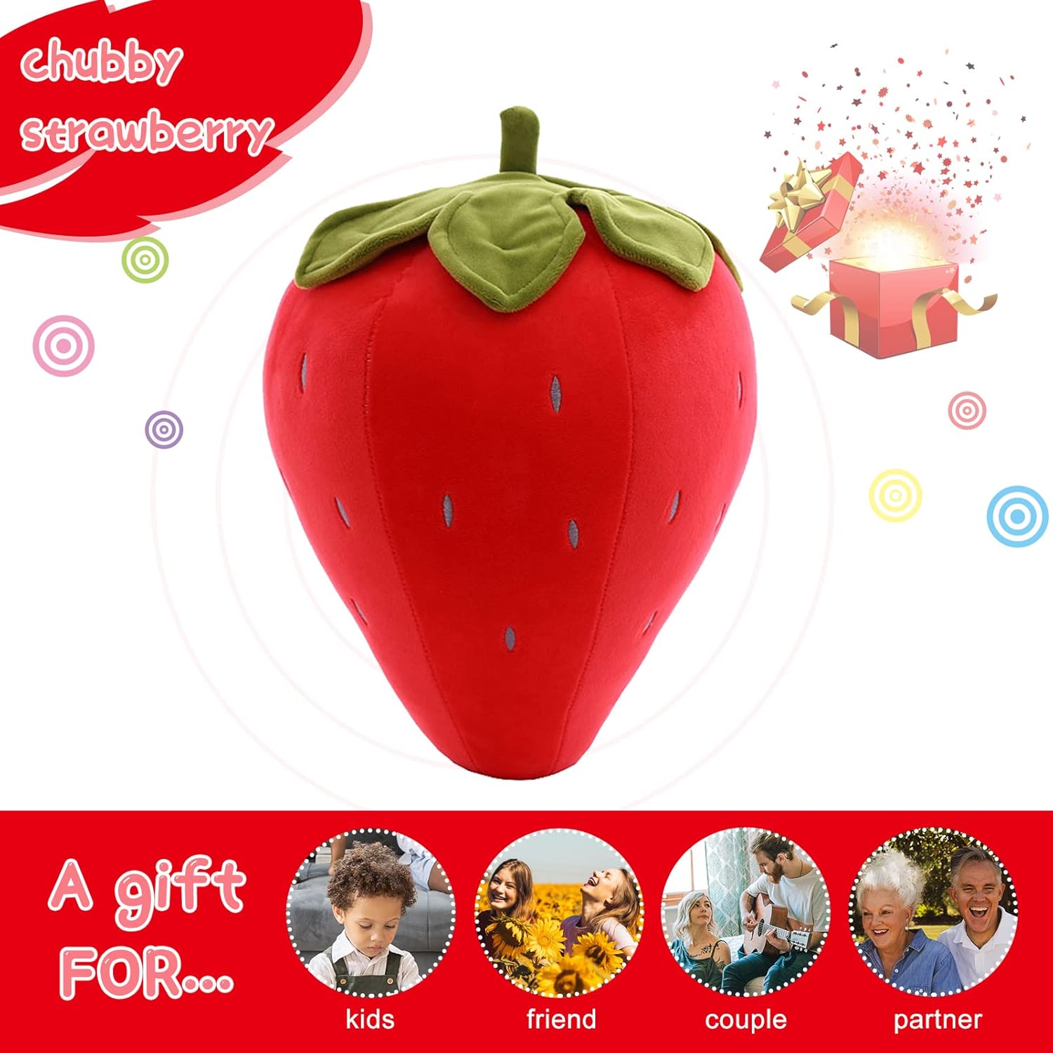 Cute Strawberry Plush Pillow for Kids