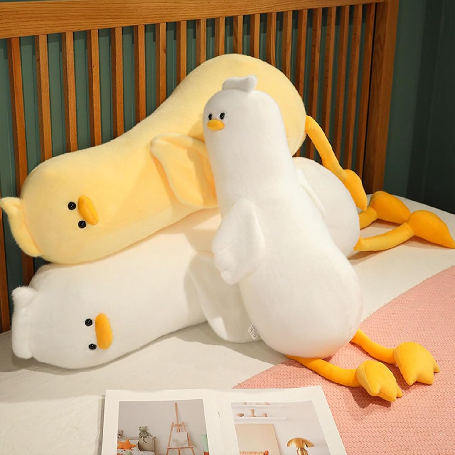PEACH CAT Long Duck Plush Pillow Cute Stuffed Animal Toy for Kids