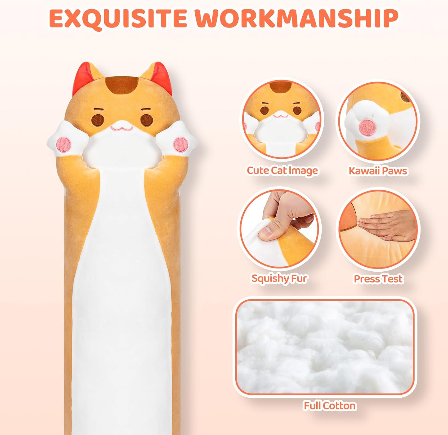 Mewaii Long Cat Plush Pillow Toy
