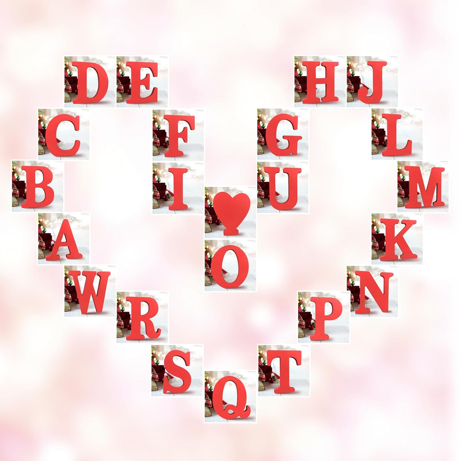 AOCEAN 6 Inch Red Wood Letters Wall Decor