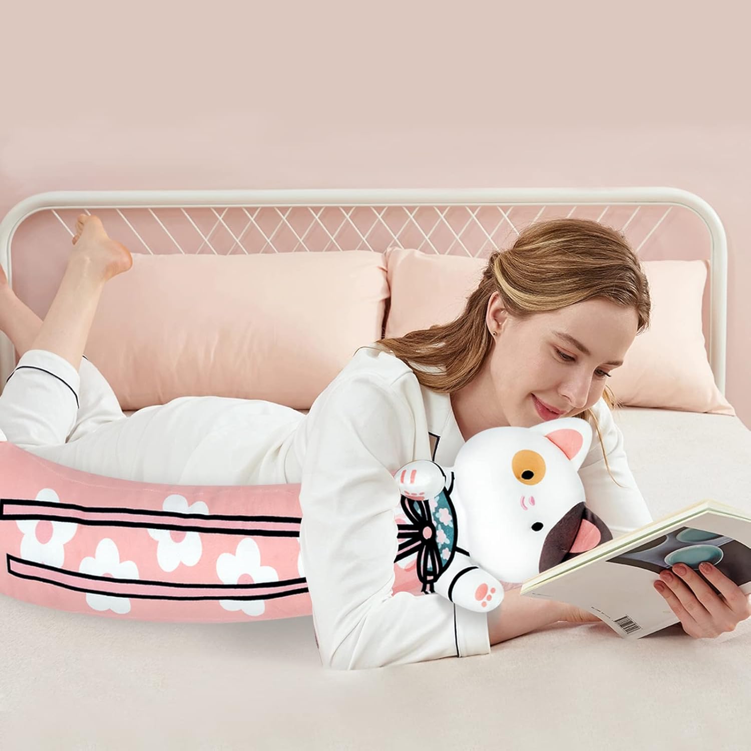 Cherry Blossom Cat Plush Pillow 34 Inch