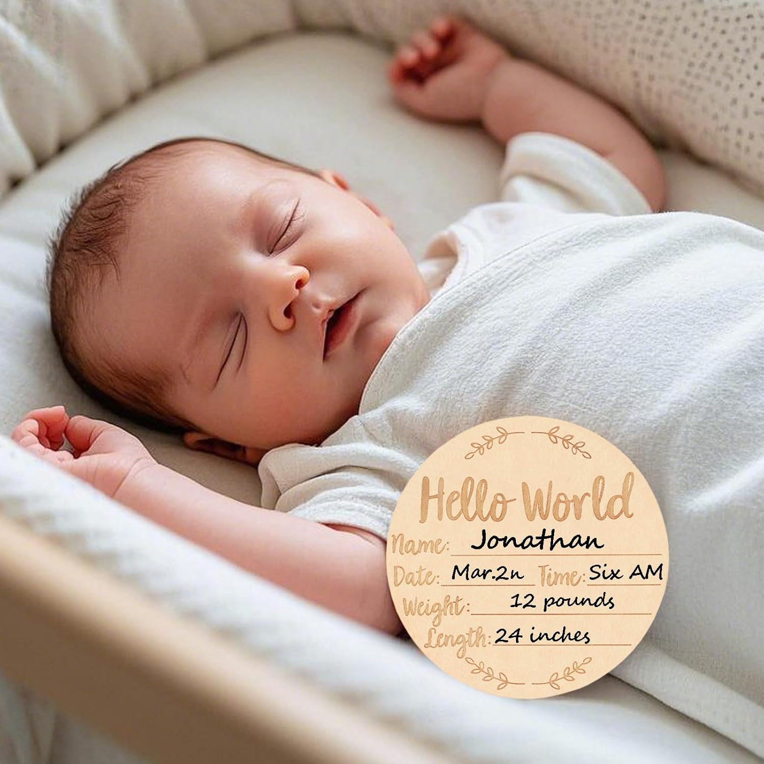 Wooden Baby Announcement Sign Double Sided