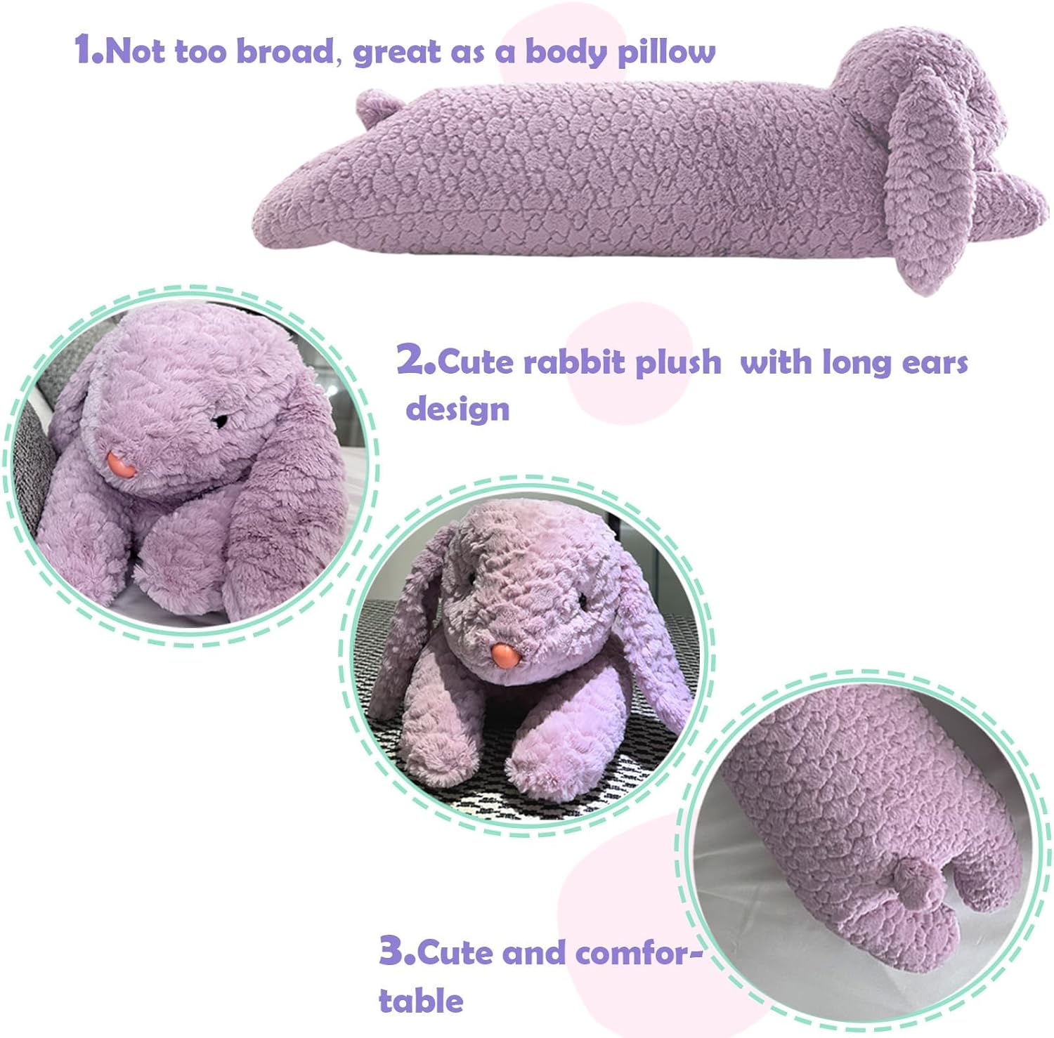 Hofun4U Bunny Plush Pillow 35 Inch