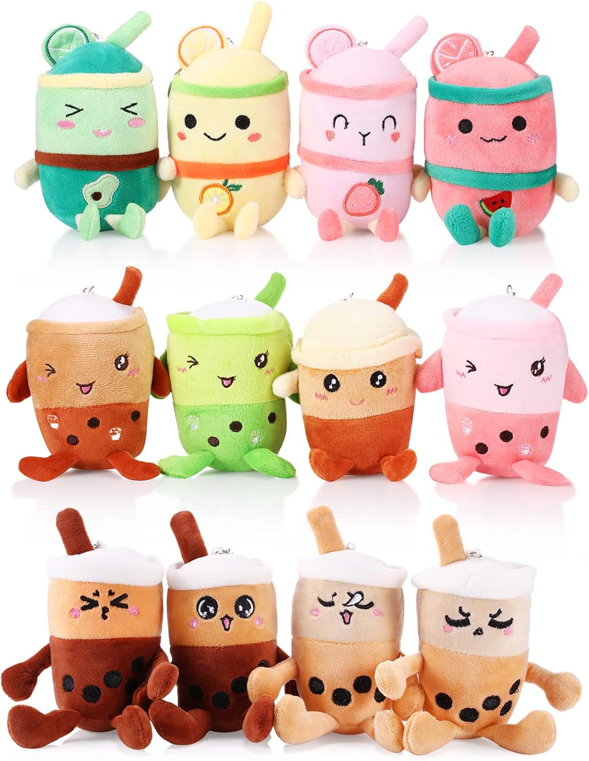 Zhanmai 12 Pack 5 Inch Bubble Tea Plush Pillow Keychain