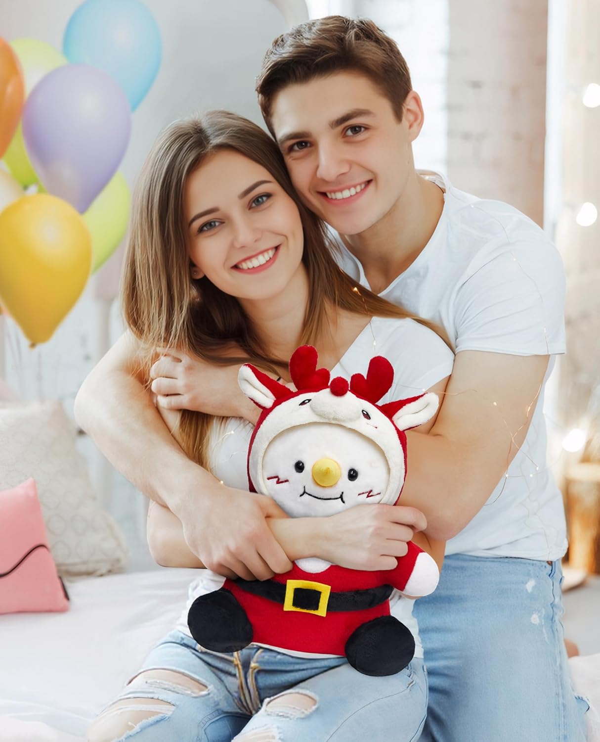 OLAOLA Christmas Reindeer Snowman Plush Pillow