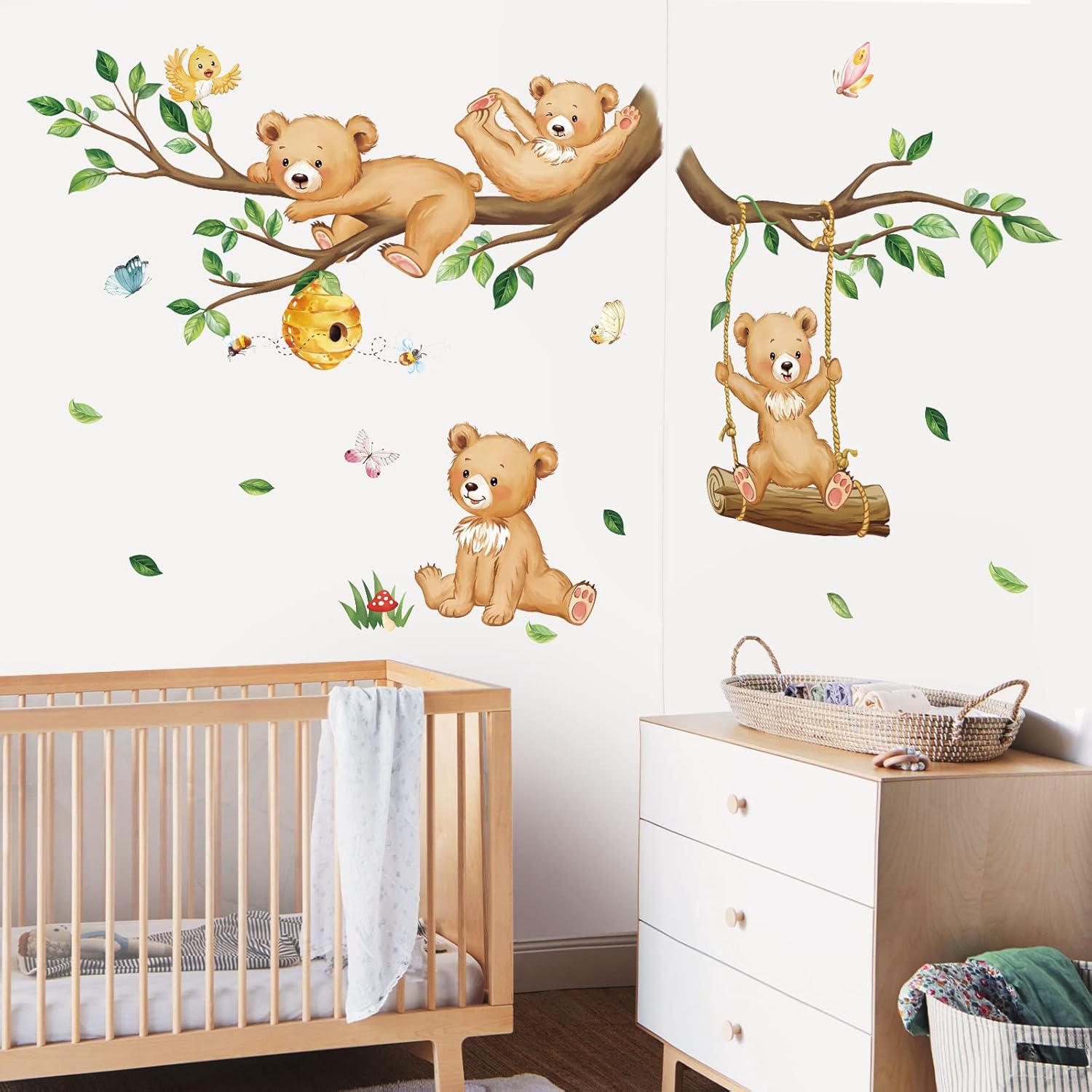 Decalmile Woodland Bear Wall Decals