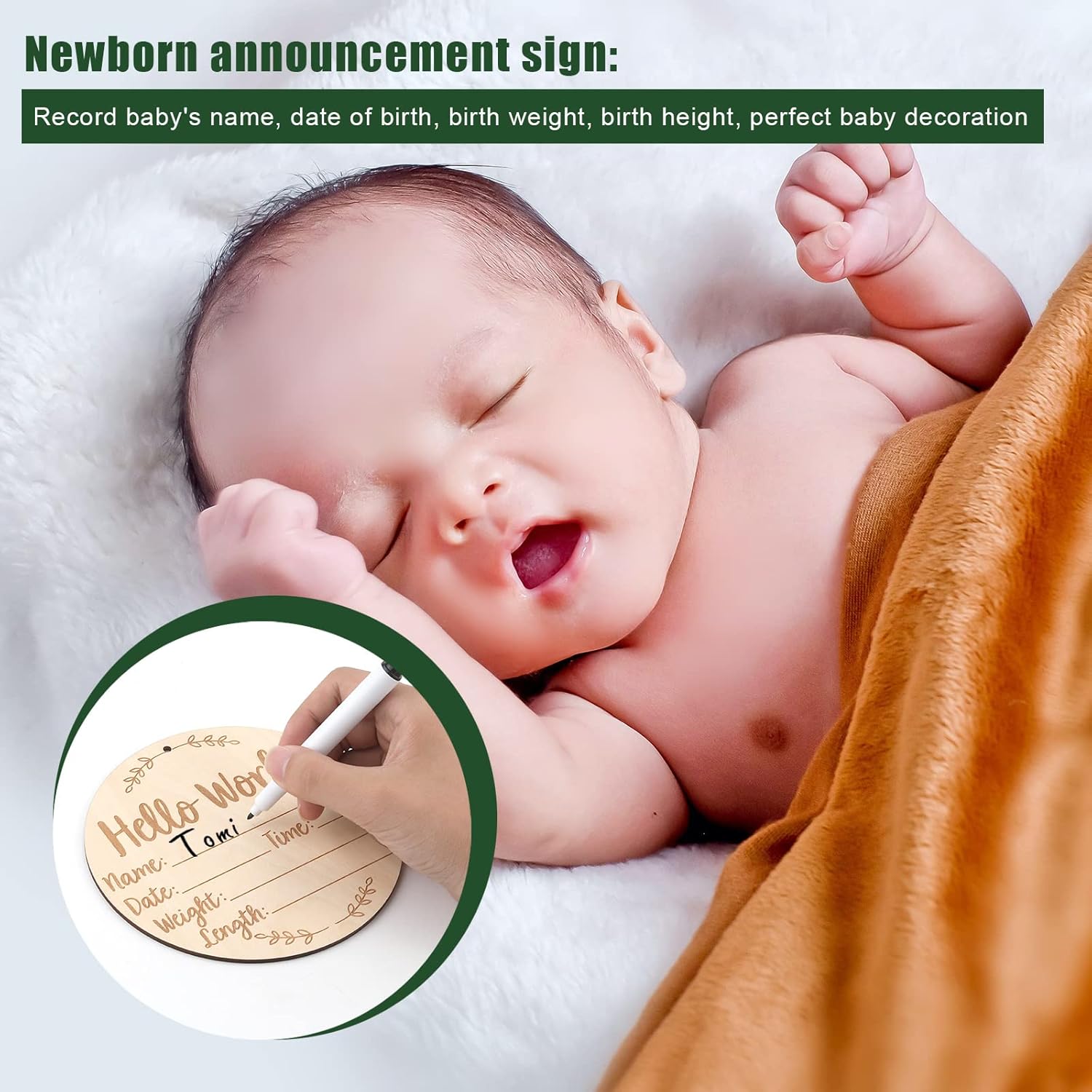 Baby Announcement Sign with Handprint and Footprint Space
