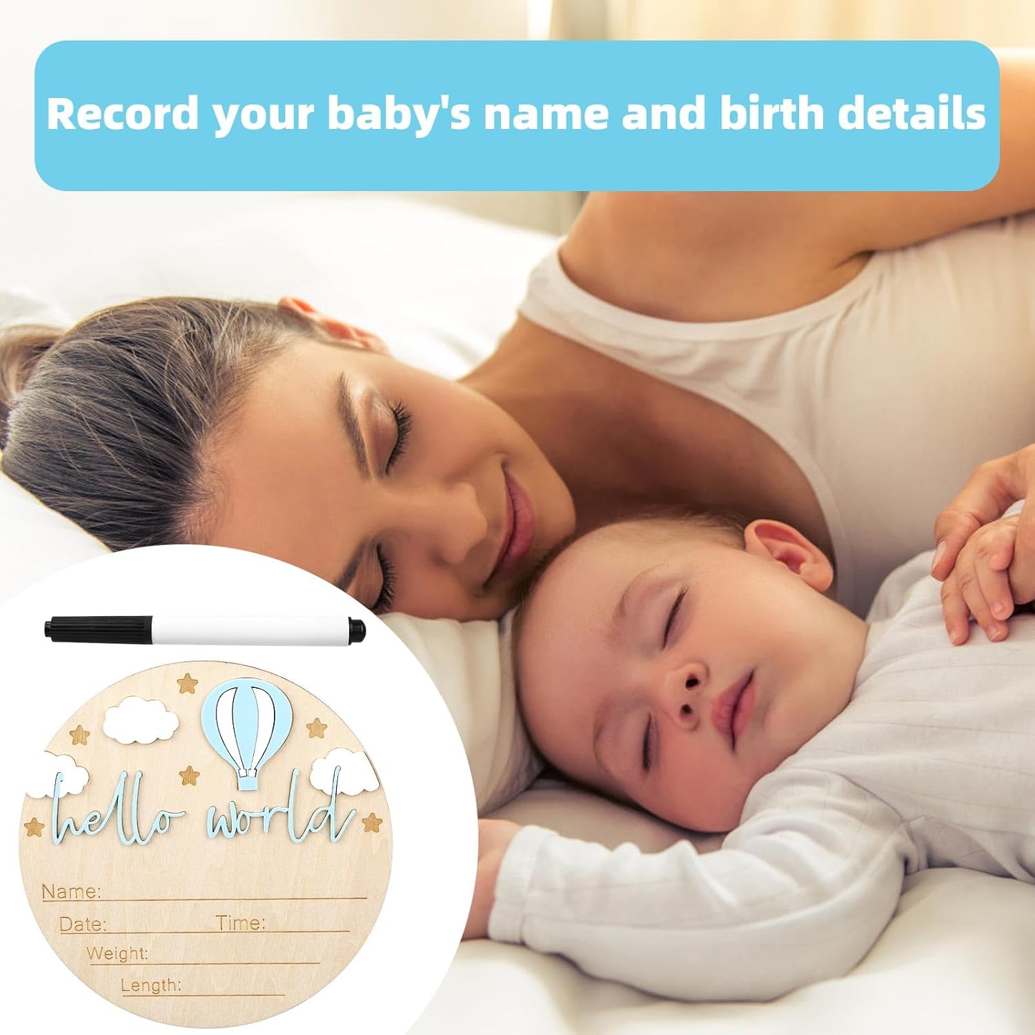 Wooden Baby Welcome Sign with Hello World