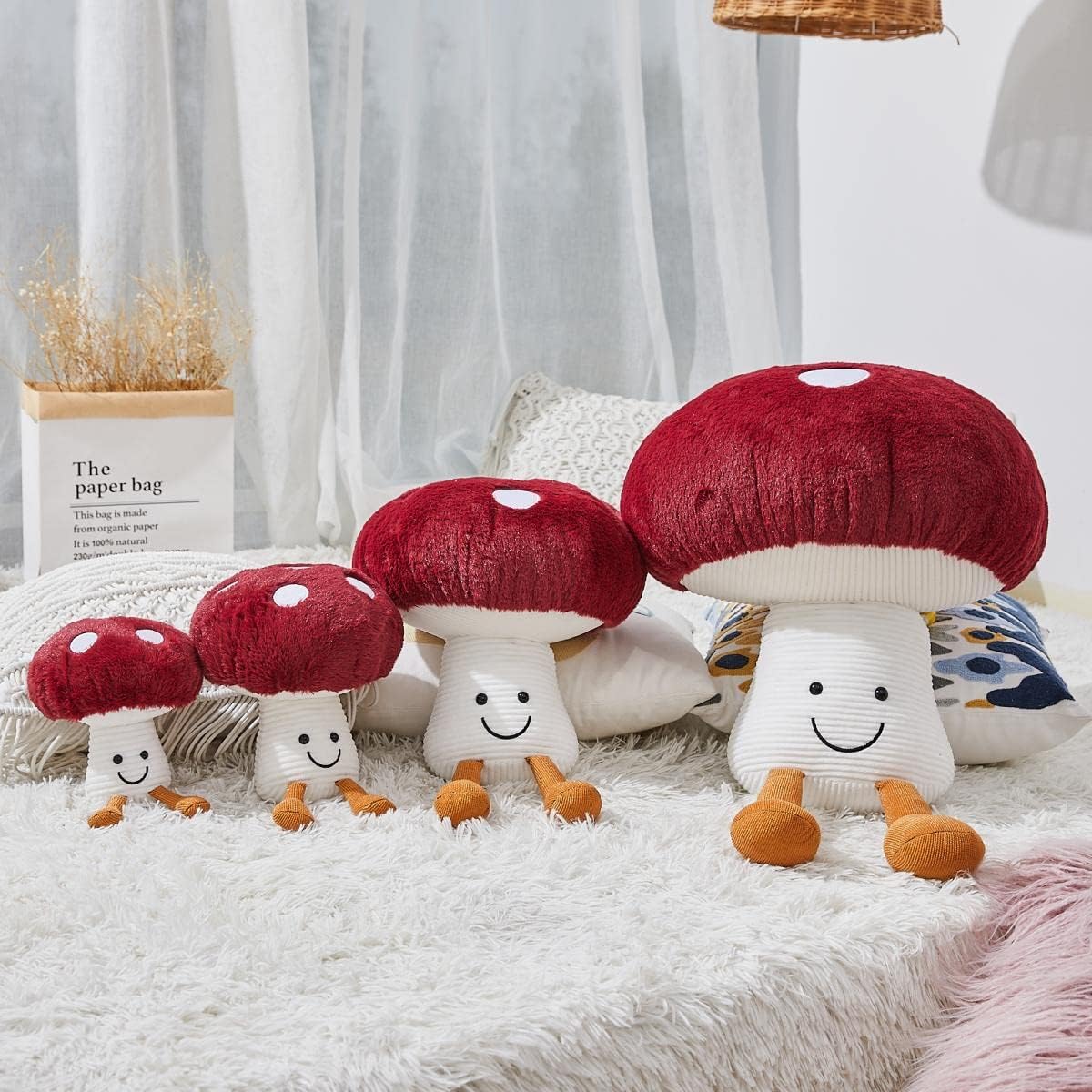 Bestsea Red Mushroom Plush Pillow