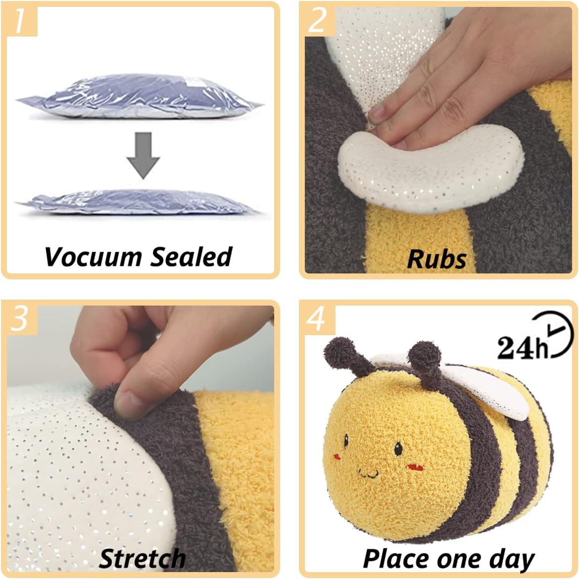 ARELUX 14in Plush Bumblebee Pillow Toy
