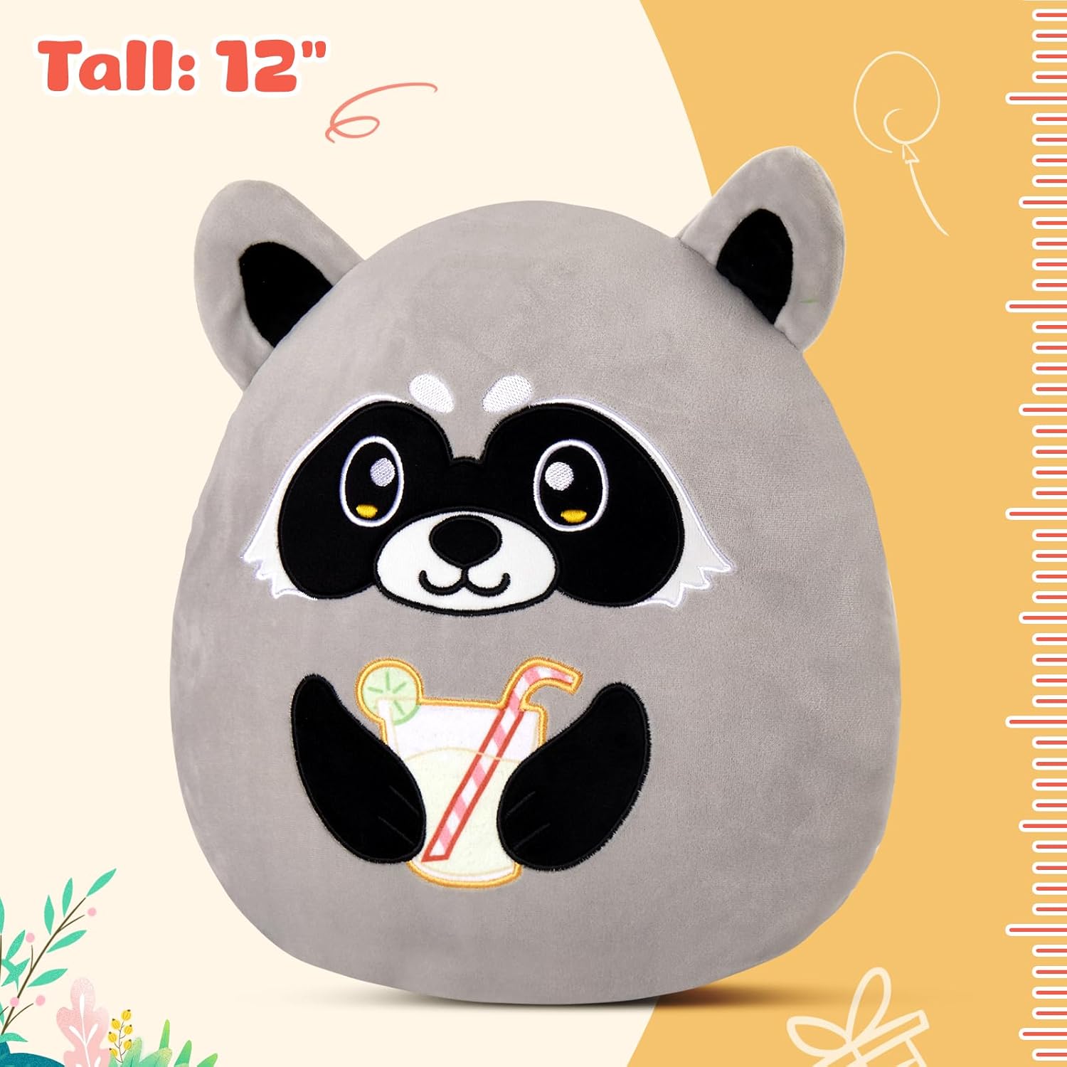 Glow Guards 12-Inch Raccoon Plush Pillow