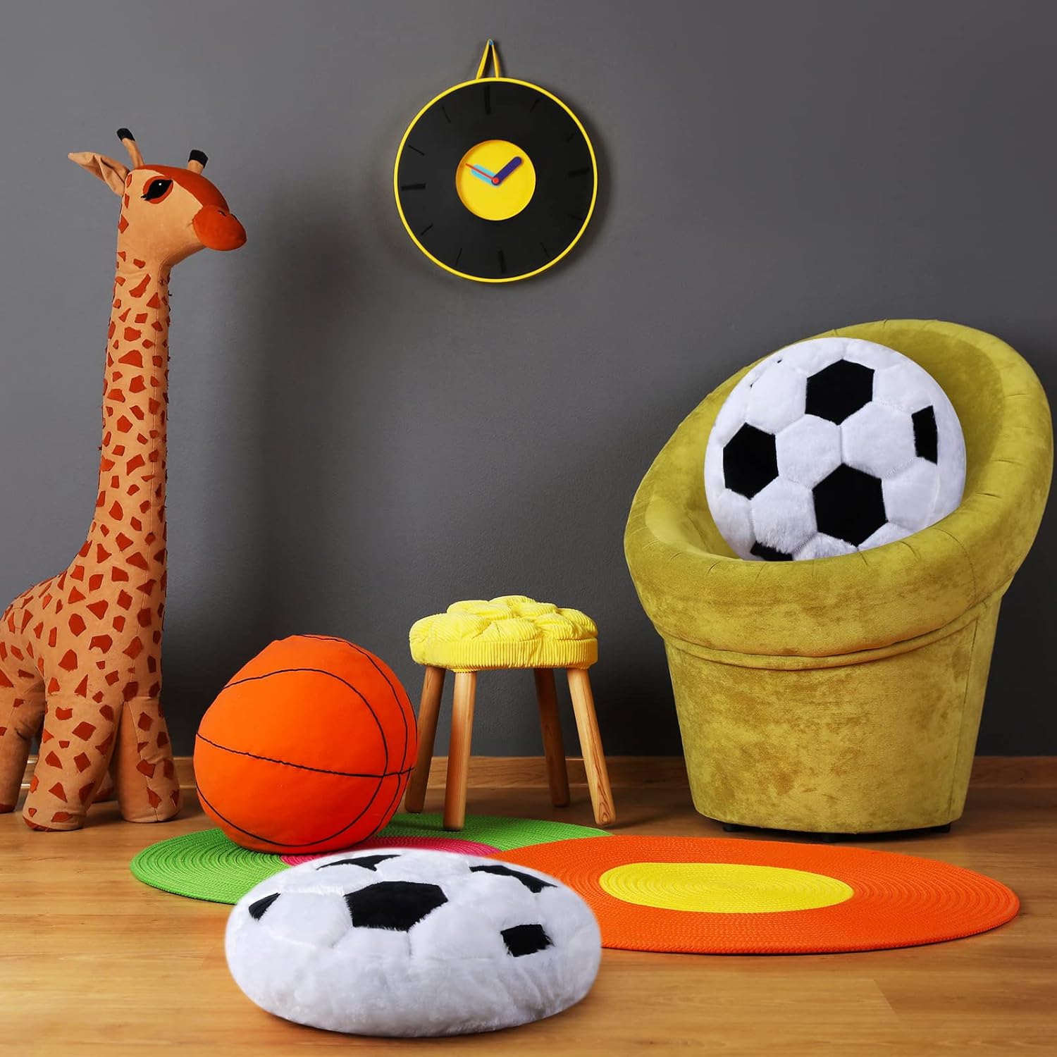 Jetec Soccer Shaped Plush Pillow Set