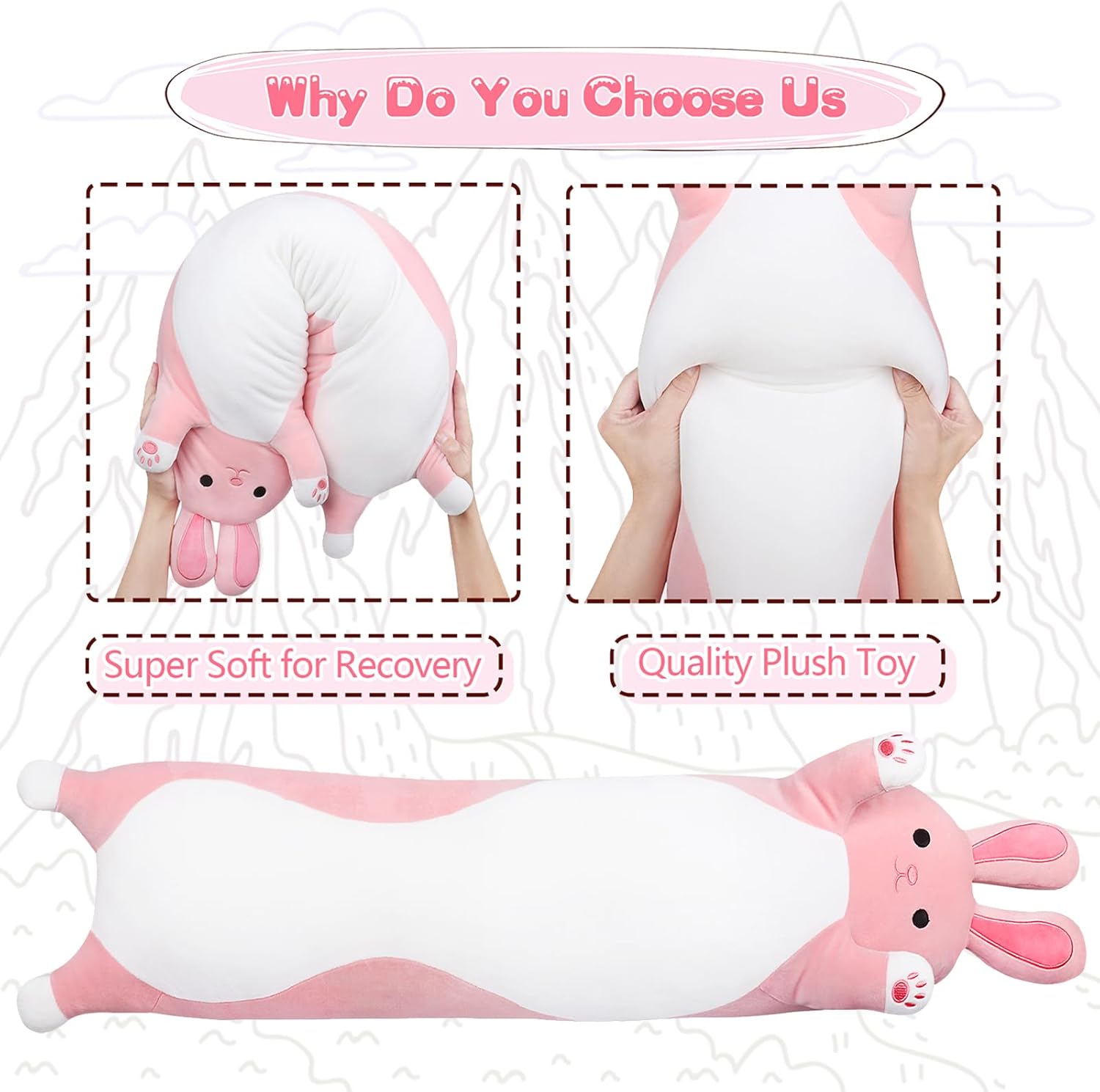 Sprinqdawin Long Rabbit Plush Pillow