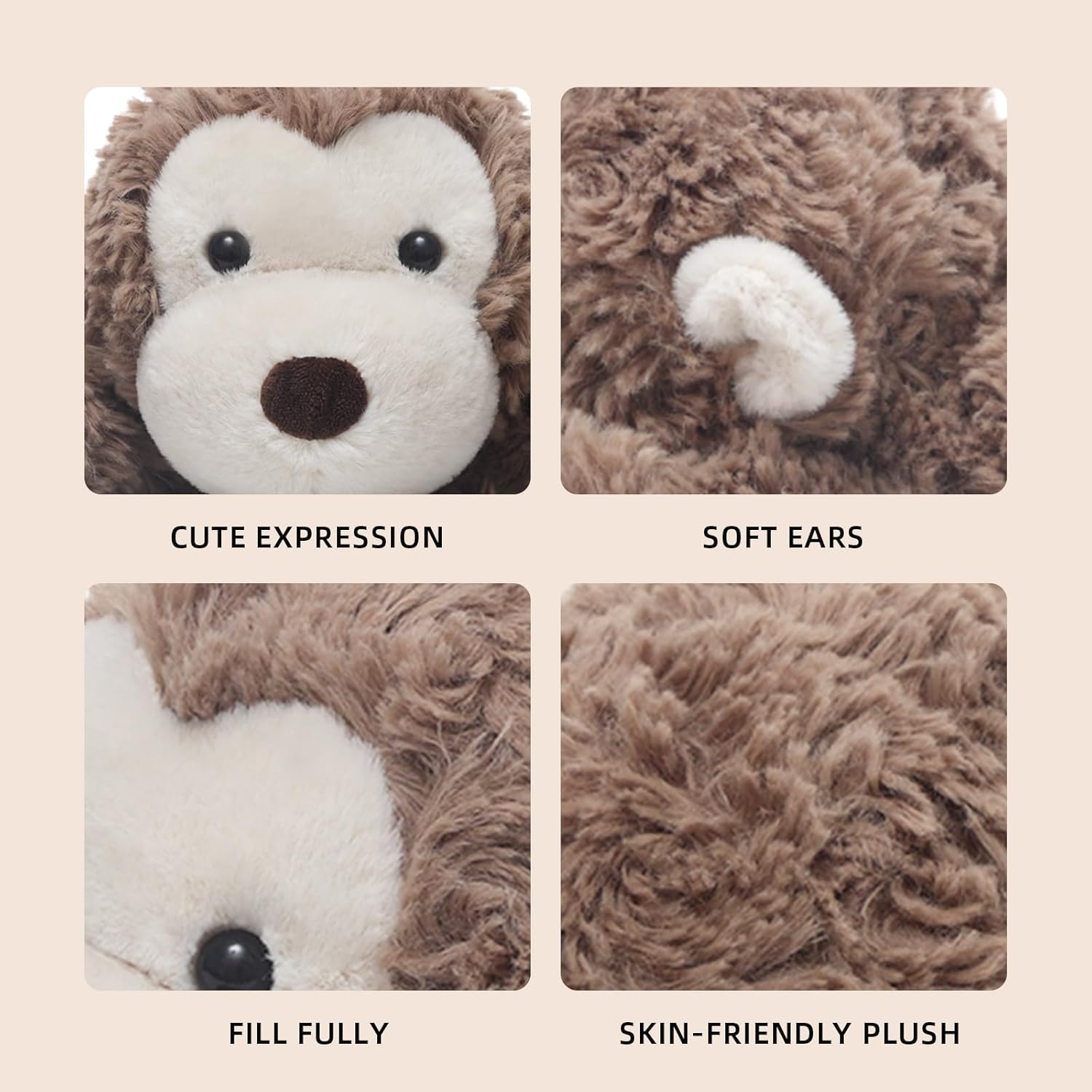 Soft Monkey Plush Pillow Stuffed Animal Toy