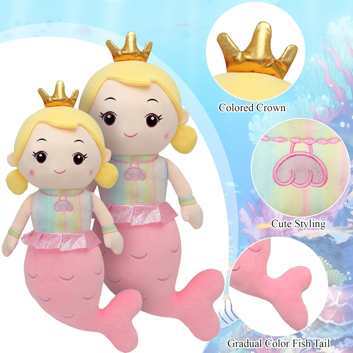 Mermaid Plush Pillow Toy for Girls Kids