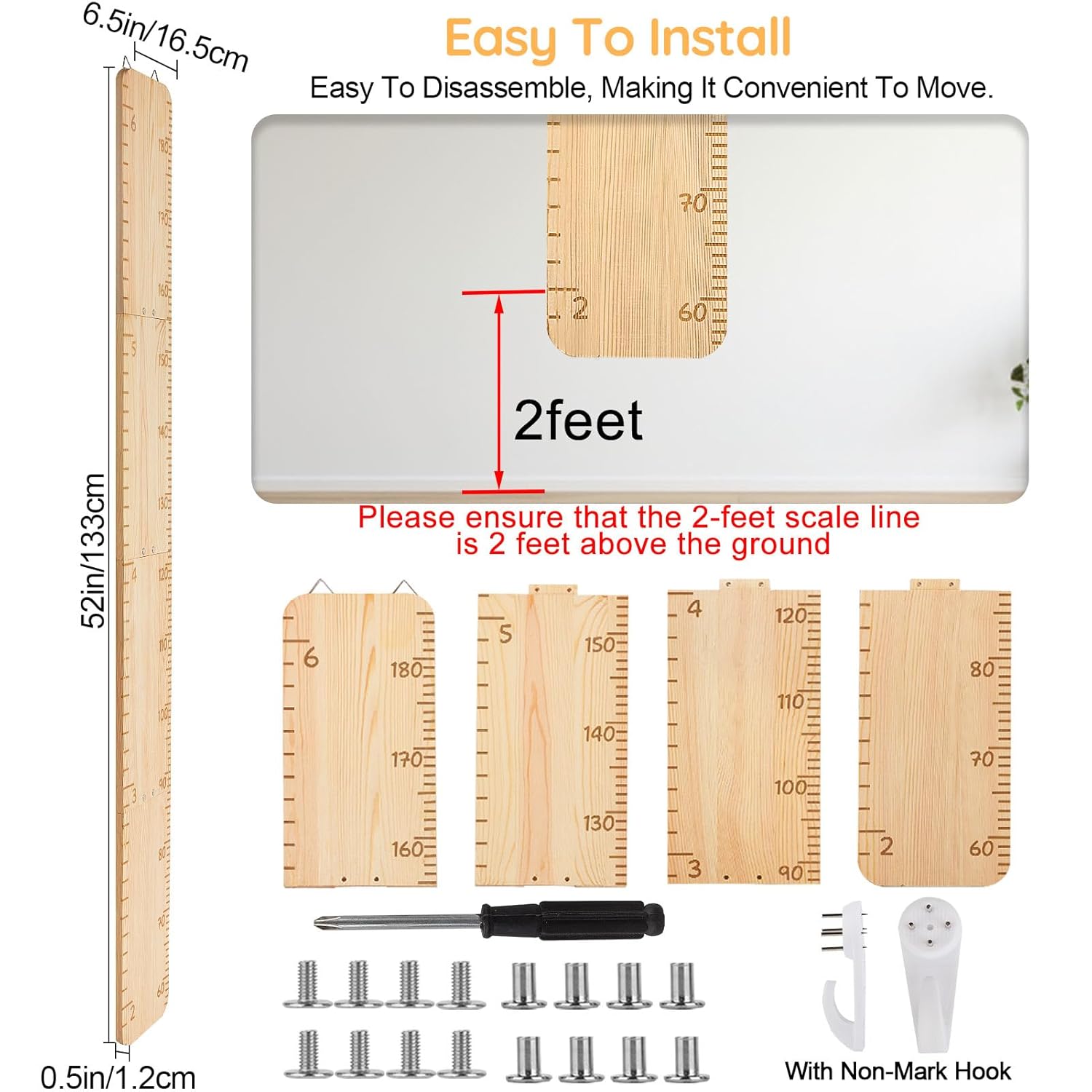 Unicorn Castle Wooden Wall Height Chart