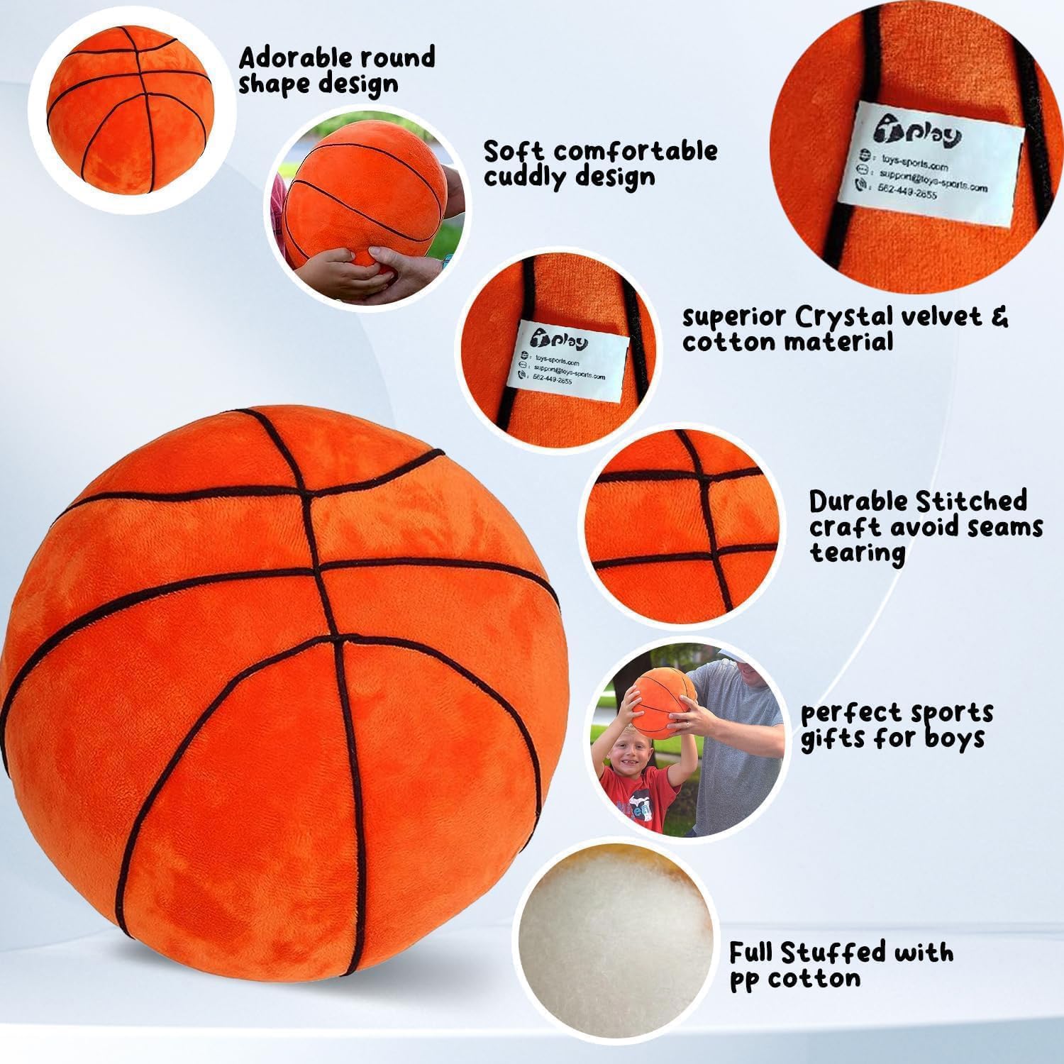 T Play Basketball Plush Pillow for Boys