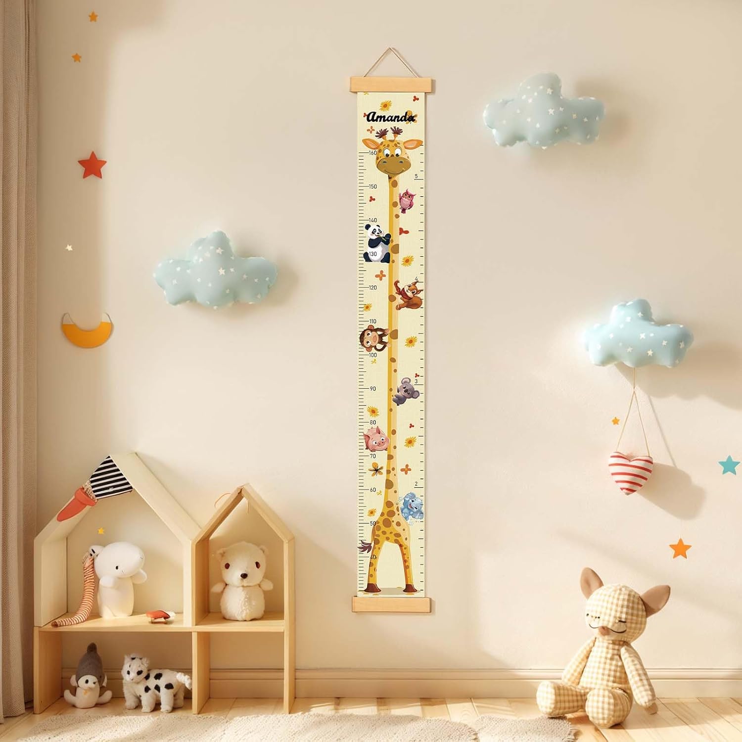 Woodemon Custom Name Growth Chart Wall