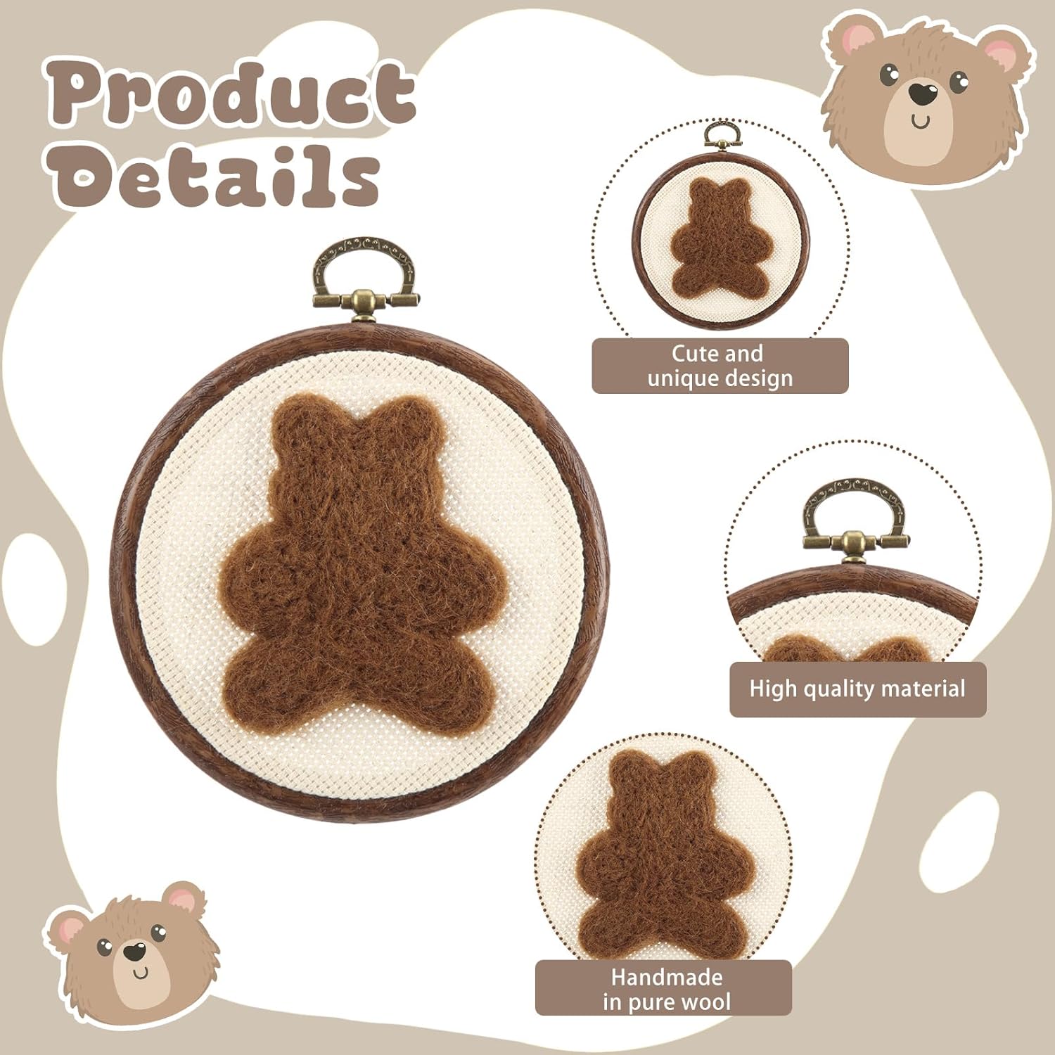 Chunful Felted Bear Wall Decor