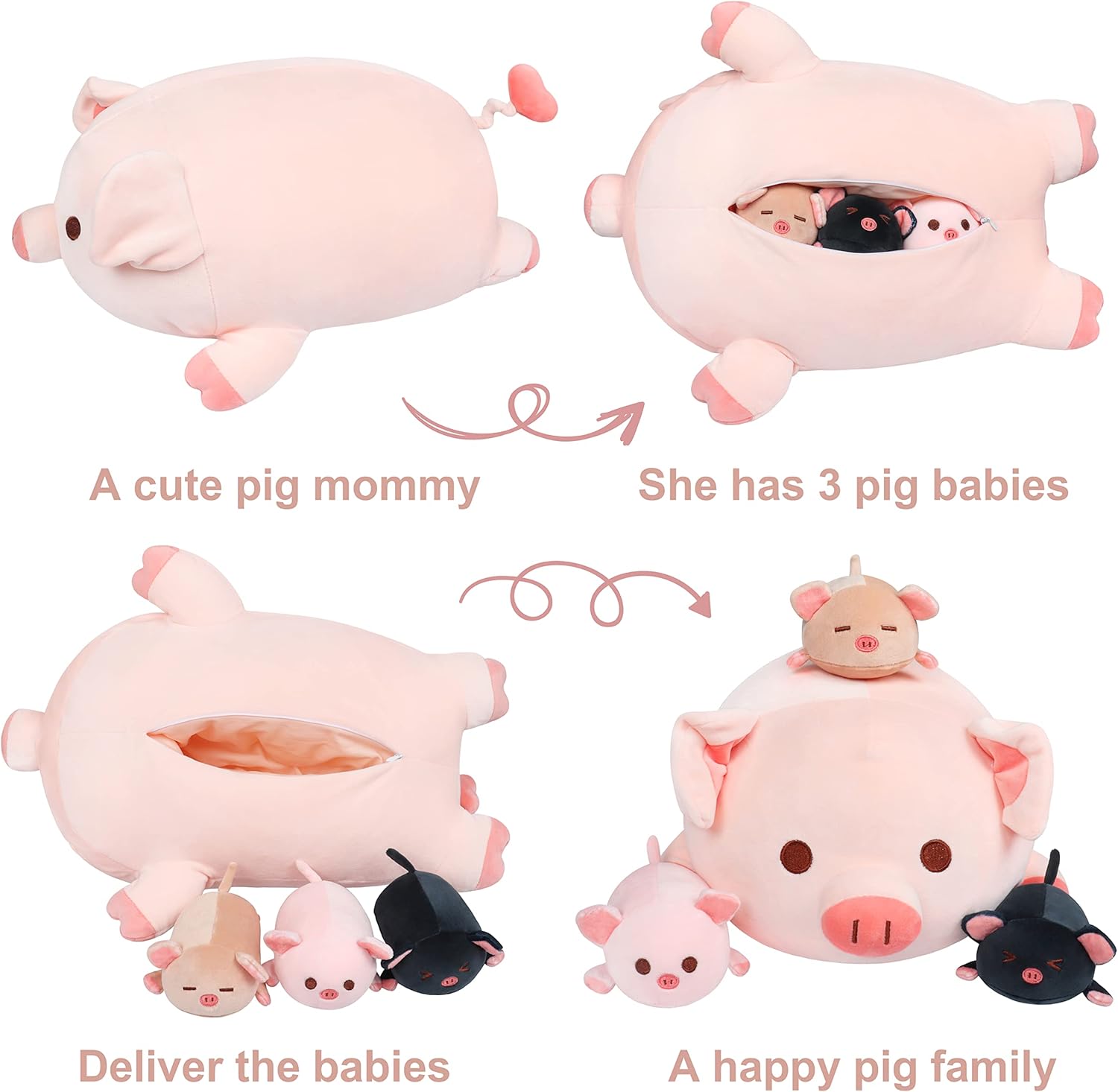 Pig Stuffed Animal Mommy 196 with 3 Plushies