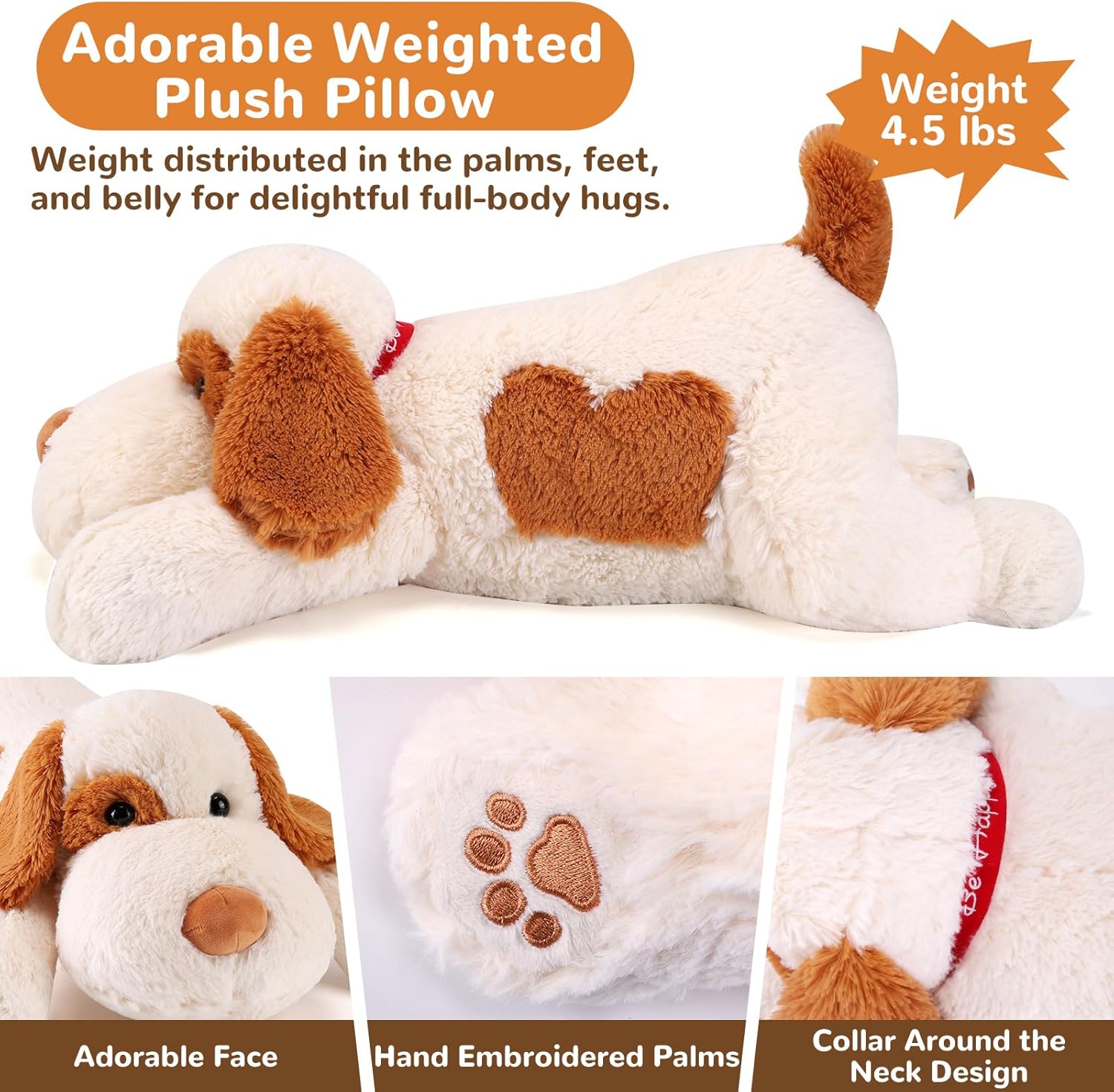 Meowtastic Brown White Weighted Plush Pillow
