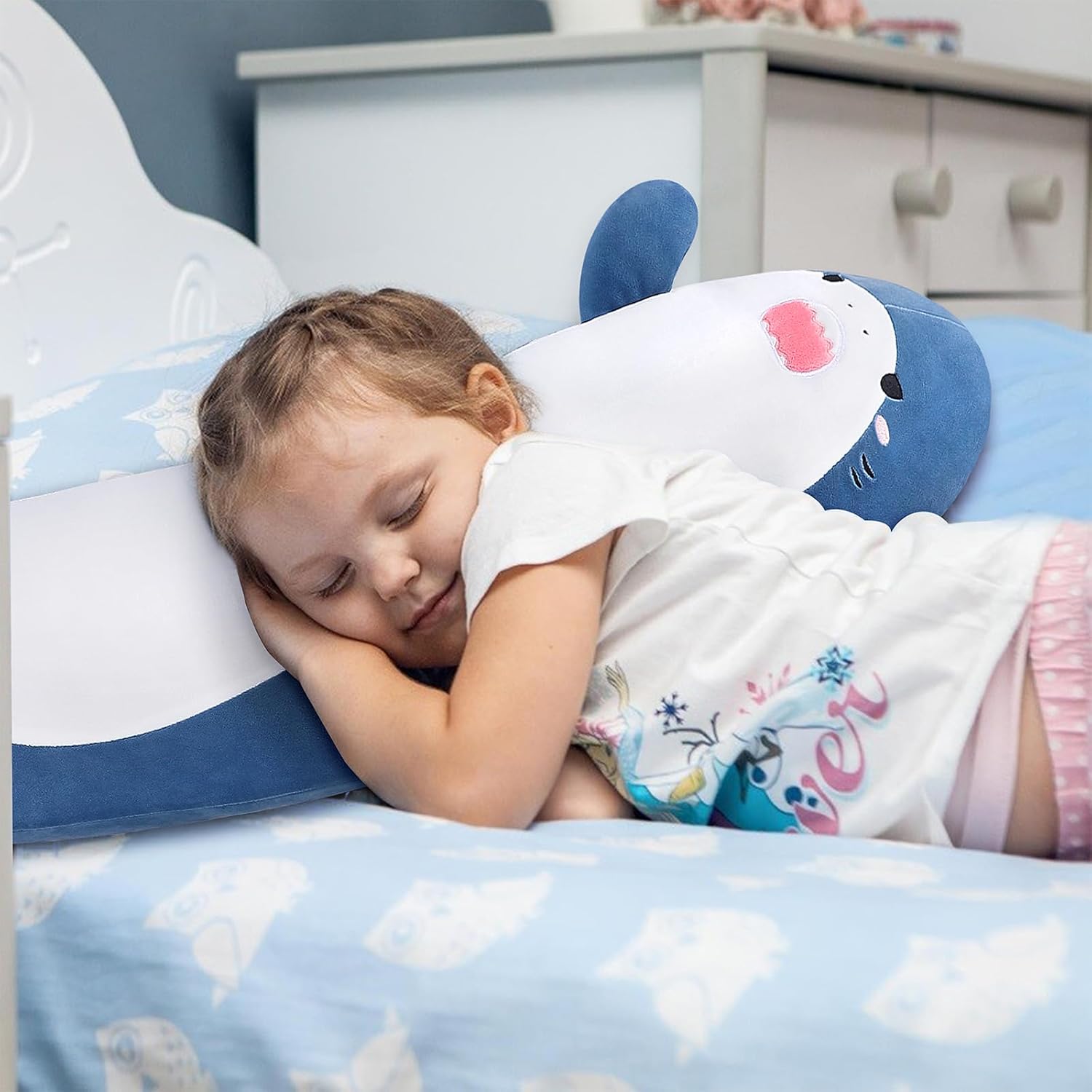 Cute Blue Shark Plush Pillow for Hugging