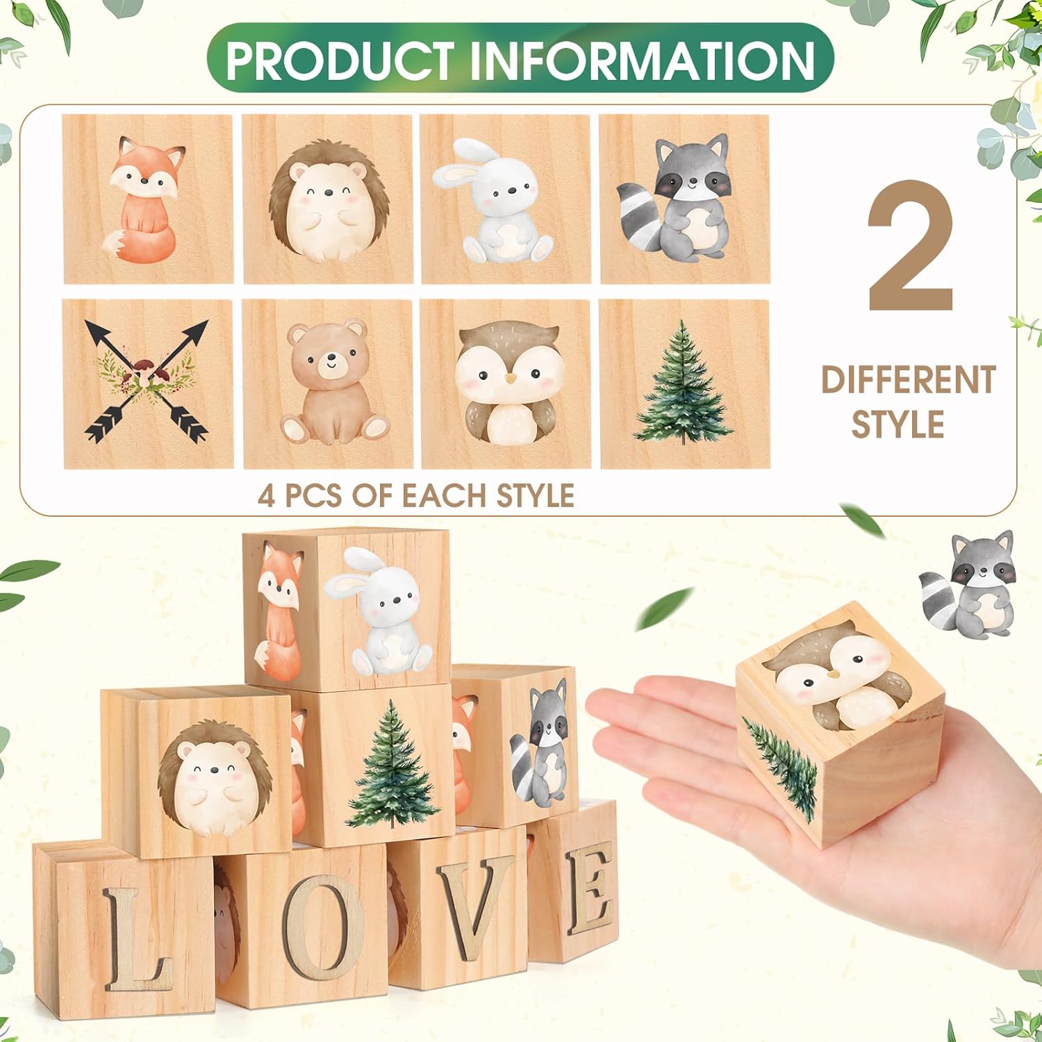 Custom Woodland Animals Name Sign Blocks