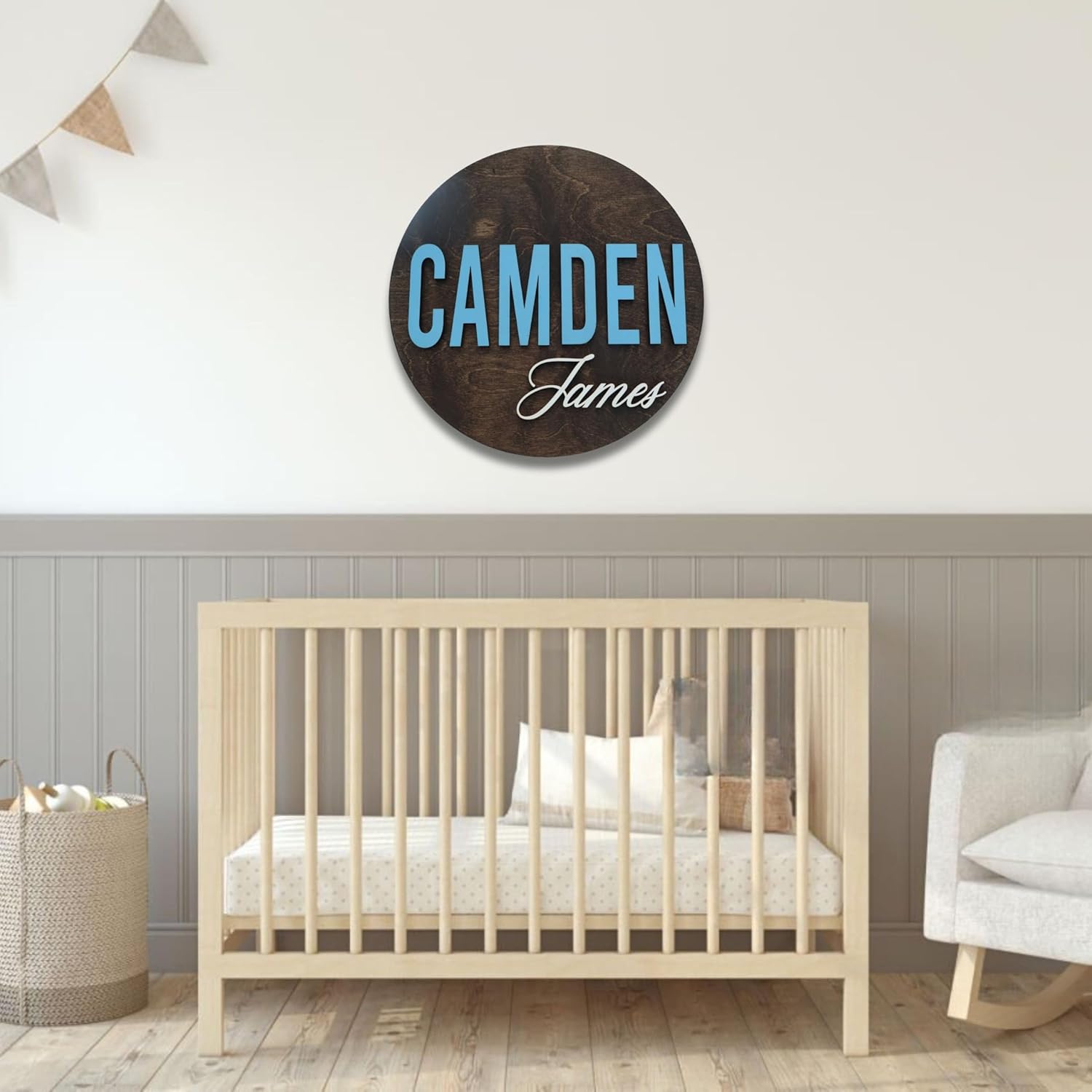 Custom Round Nursery Name Sign 1