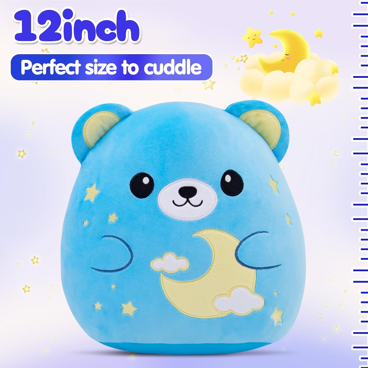 Soft 12 Inch Blue Bear Plush Pillow