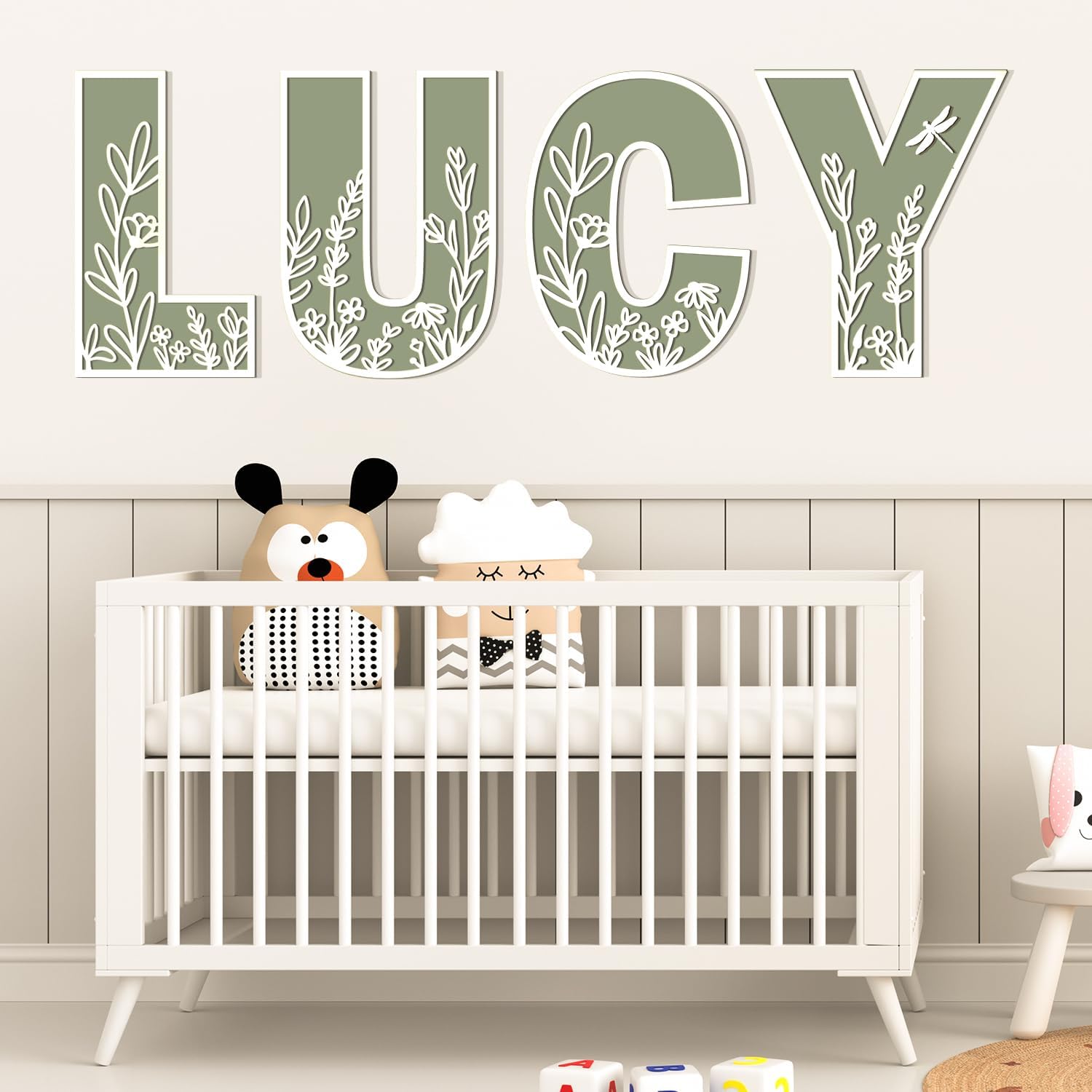 12 Inch Flowered Wooden Letters for Wall Decor