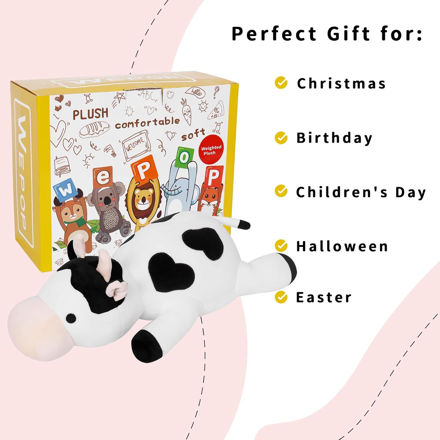 IdeaMeme Milk Cow Weighted Plush