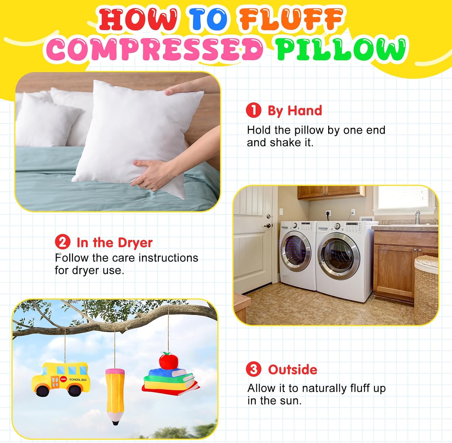 Suzile 3 Pcs 16 Inch Plush Pillow