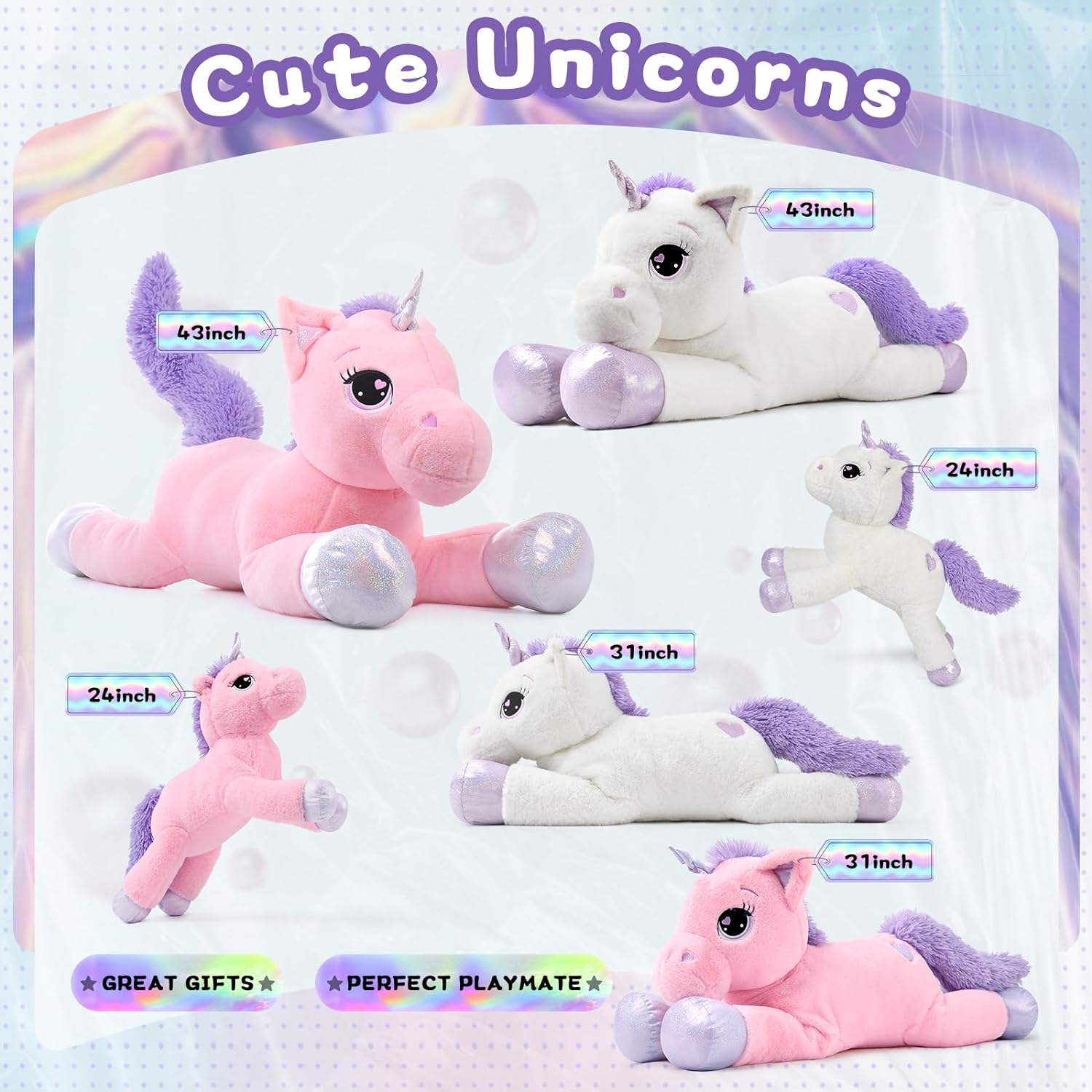 Big Stuffed Unicorn Plush Pillow 24 Inch