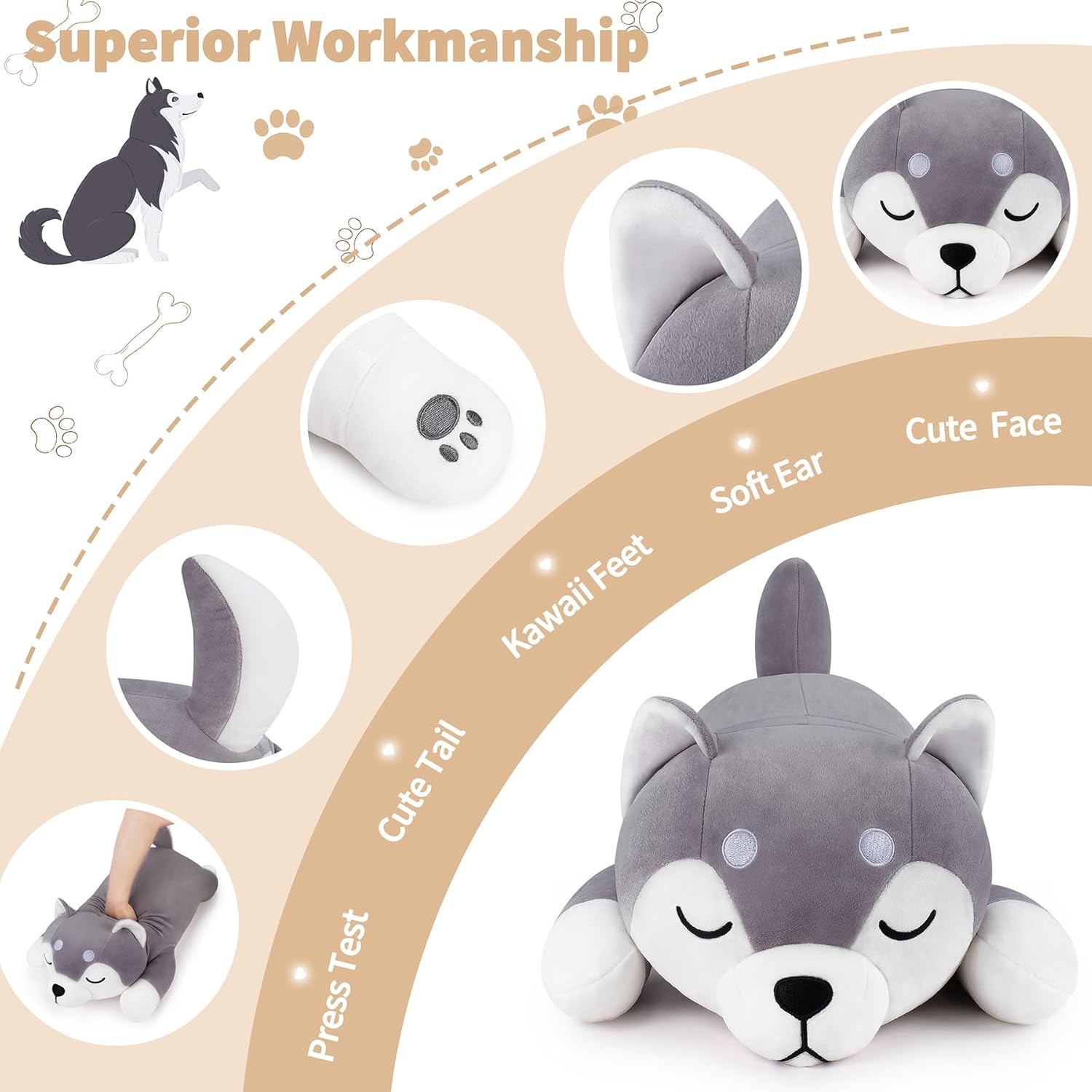 Auspicious Beginning 30 Inch Husky Plush Pillow