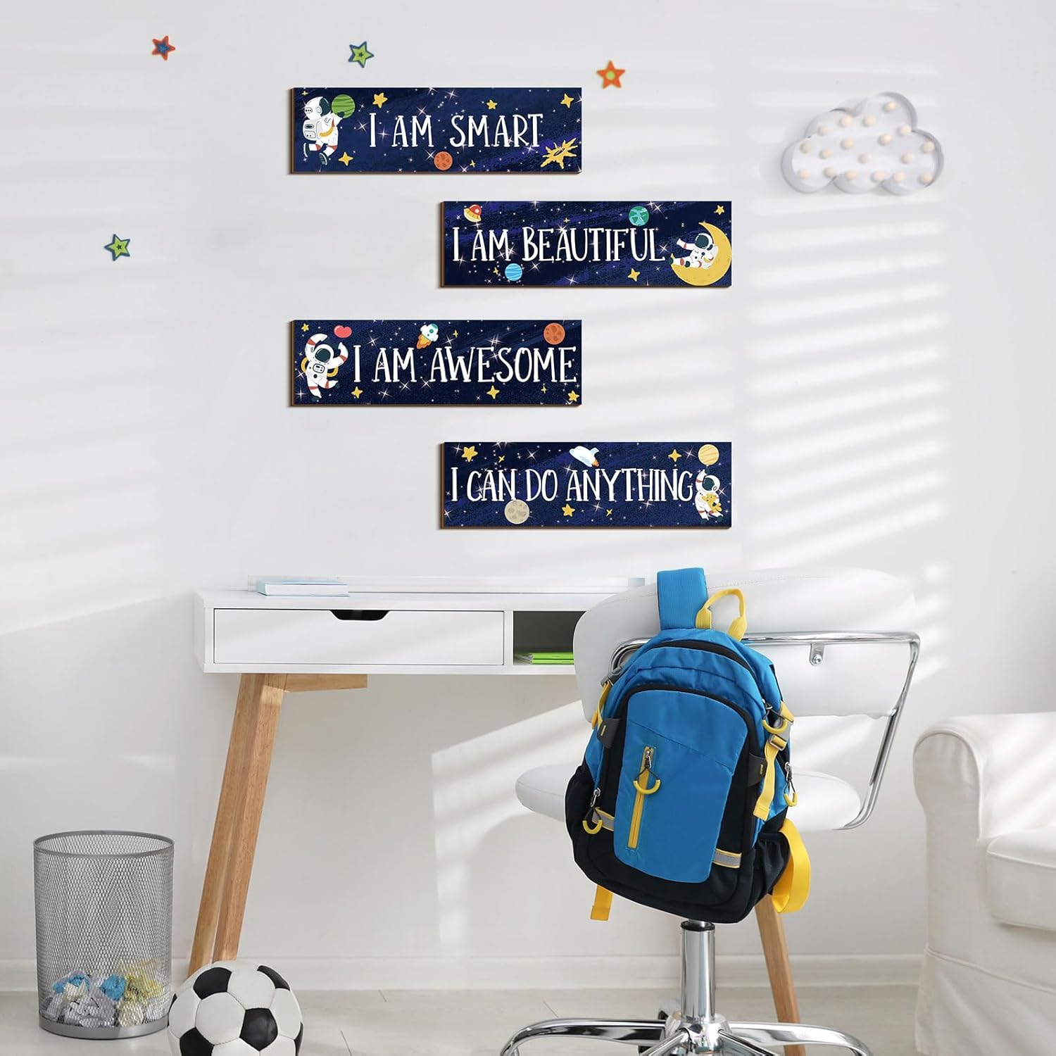 Yookeer 4 Pcs Space Wall Decor for Kids Bedroom
