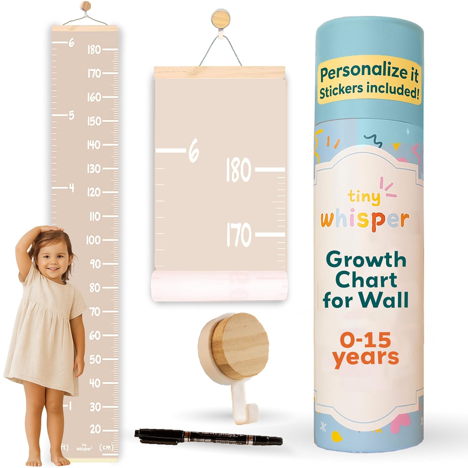 Tiny Whisper Kids Height Wall Chart
