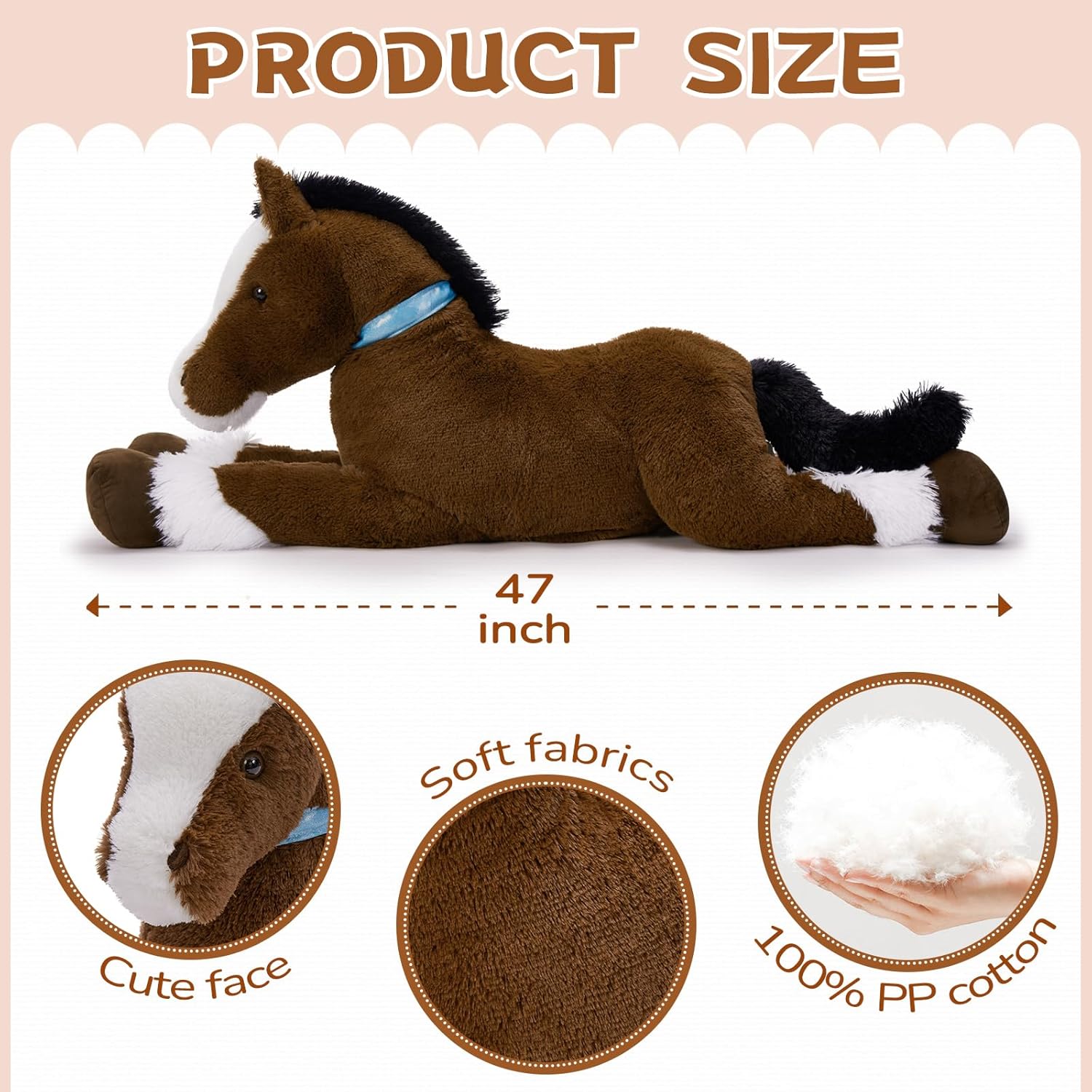 MaoGoLan Large Ridable Plush Horse Toy