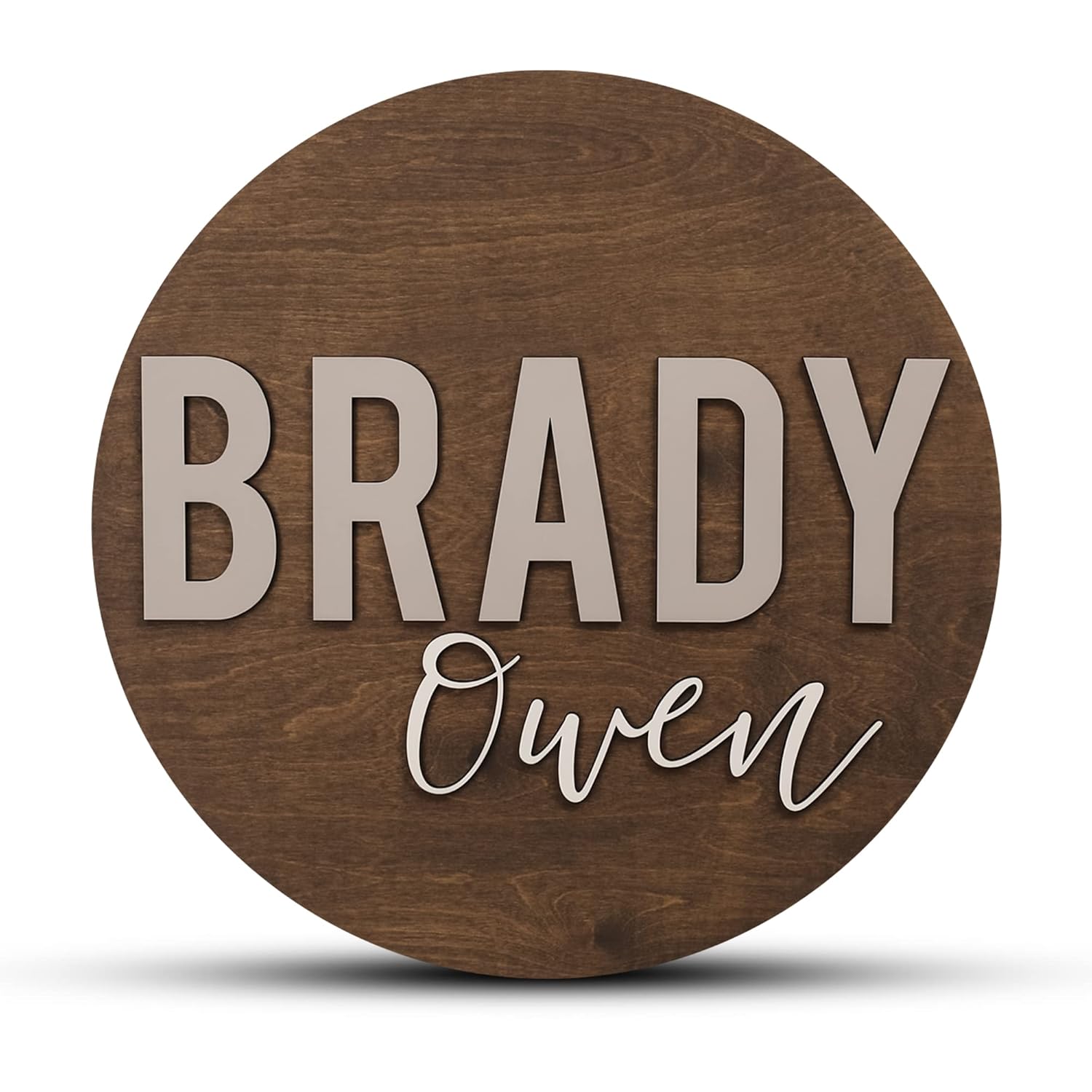 Custom Round Nursery Name Sign 12 18 24 30 3D Wall Art