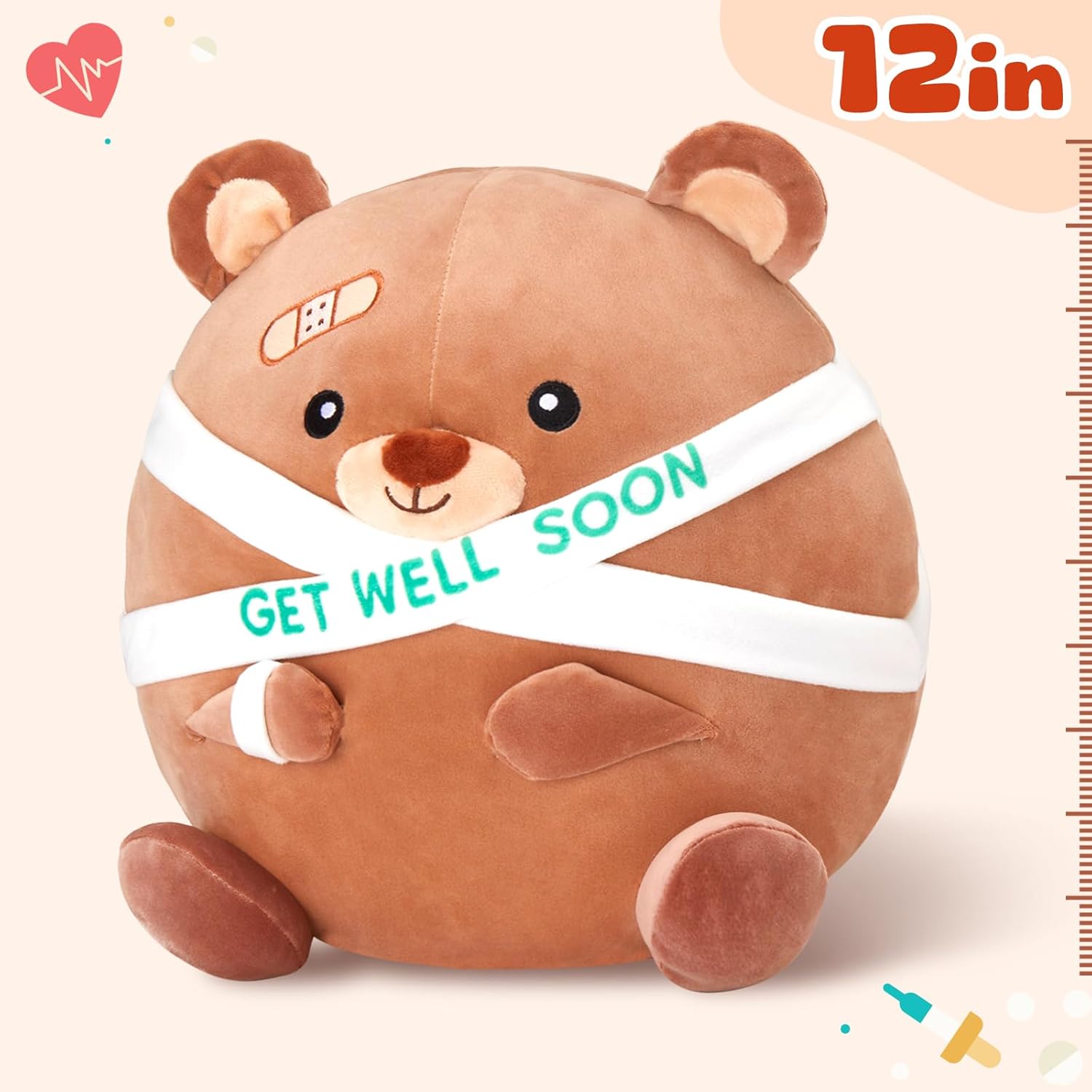 Get Well Soon Teddy Bear Plush Pillow