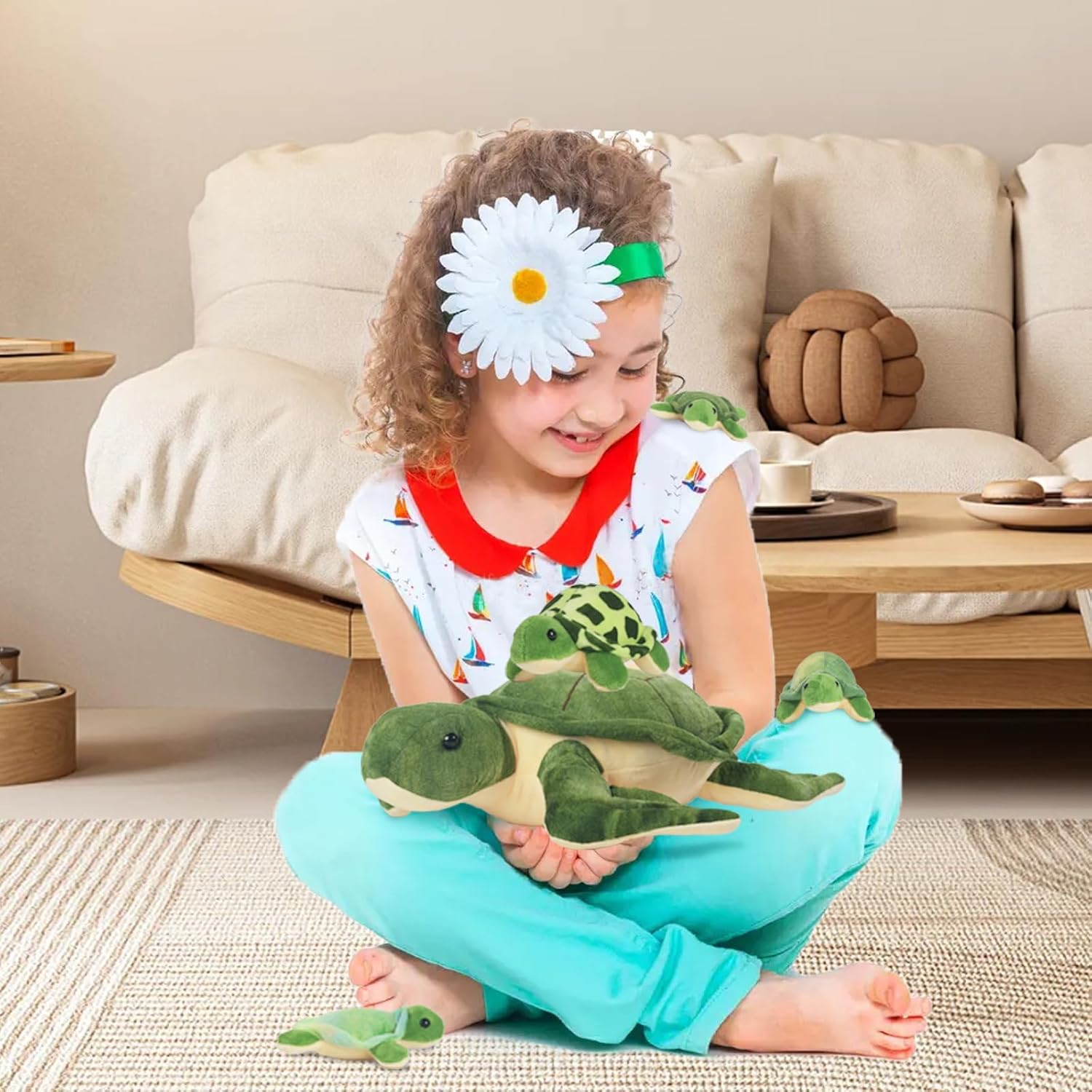 5 Piece Turtle Plush Toy Set with Hidden Babies