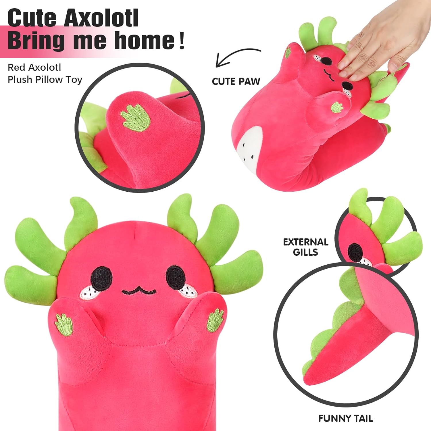 PEACH CAT Long Dragon Fruit Axolotl Plush Pillow