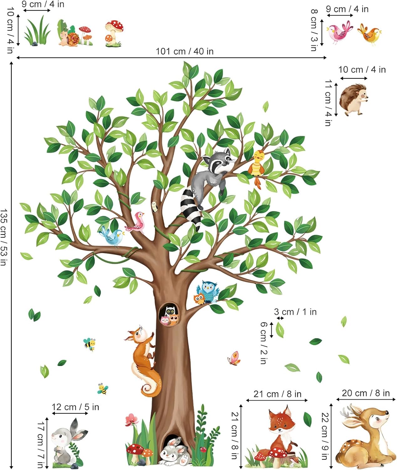 Decalmile Woodland Animals Wall Stickers